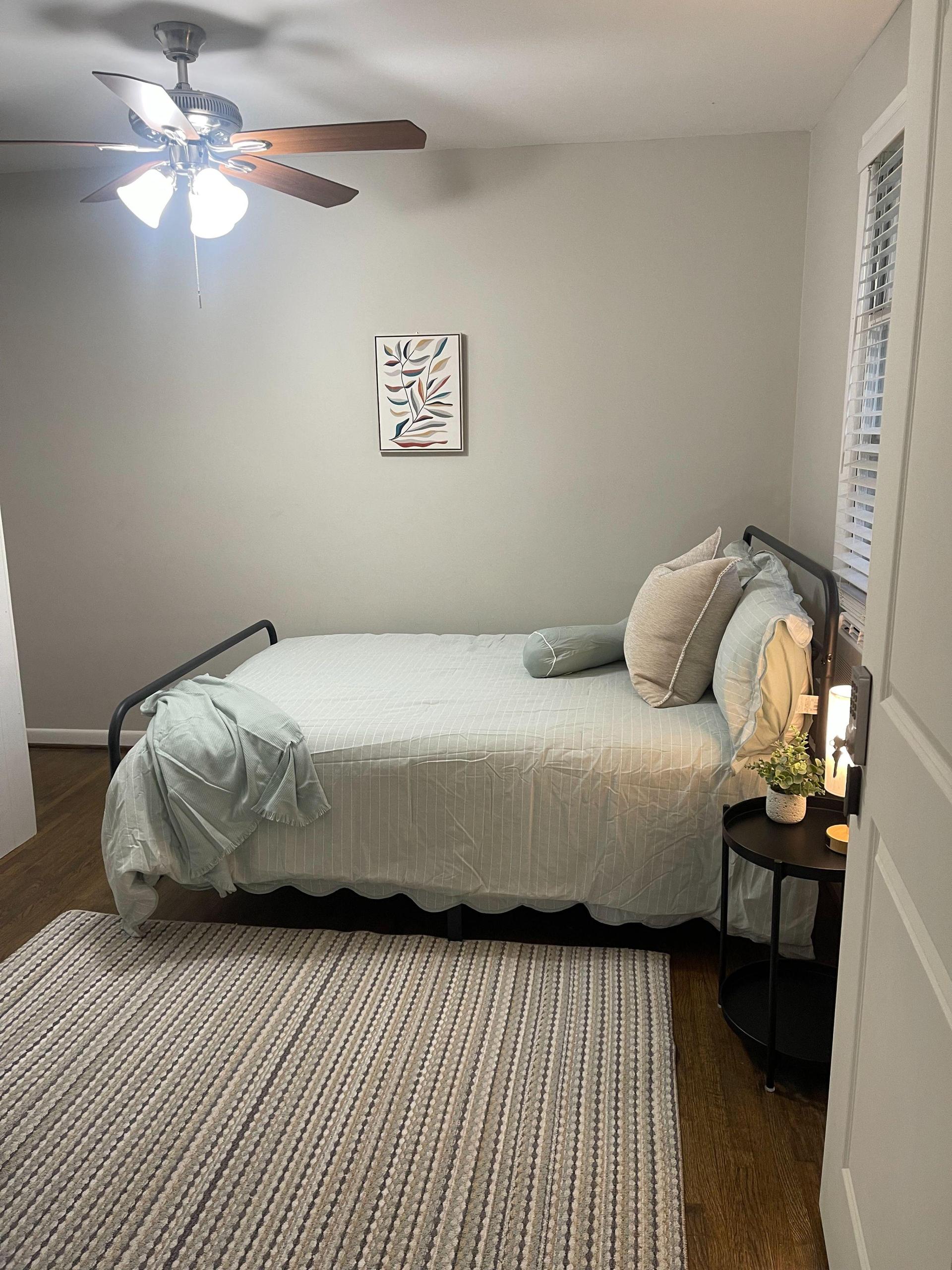 Full size bed with Memory Foam Mattress.