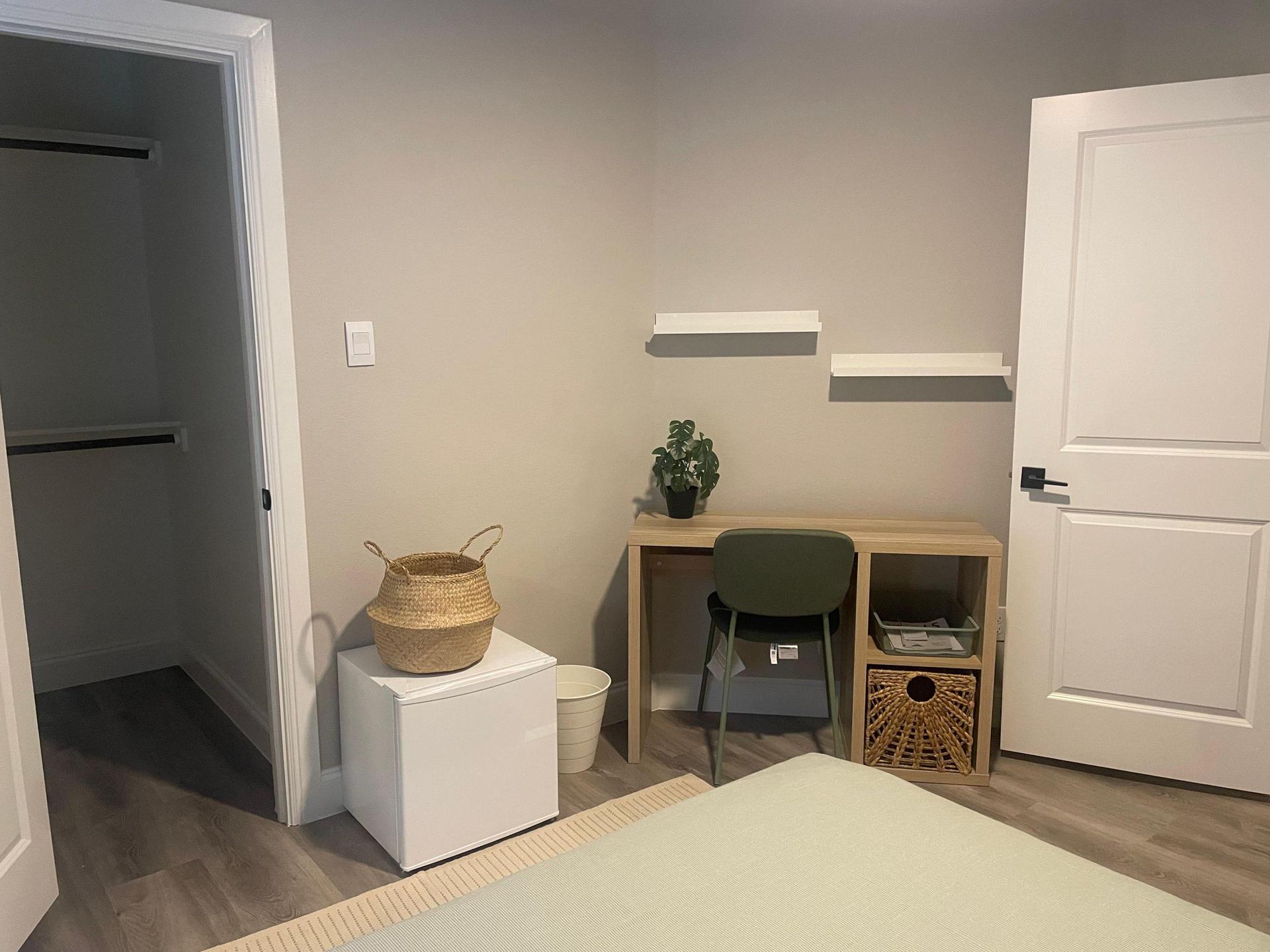 Mini fridge included in room, great closet space