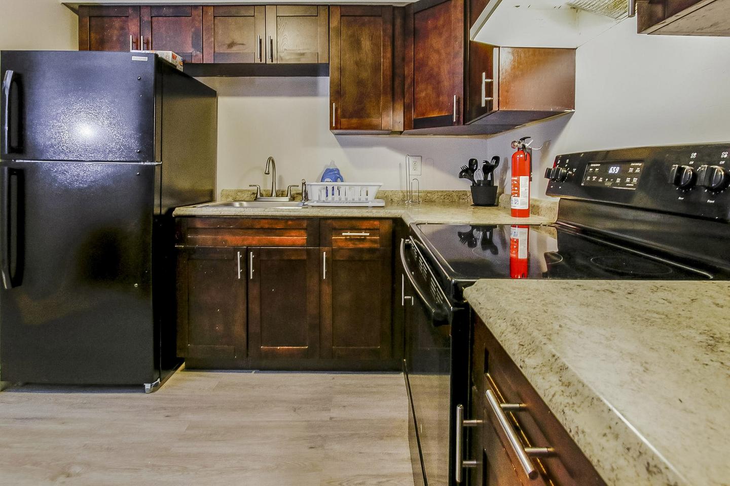 Common spaces including the kitchen