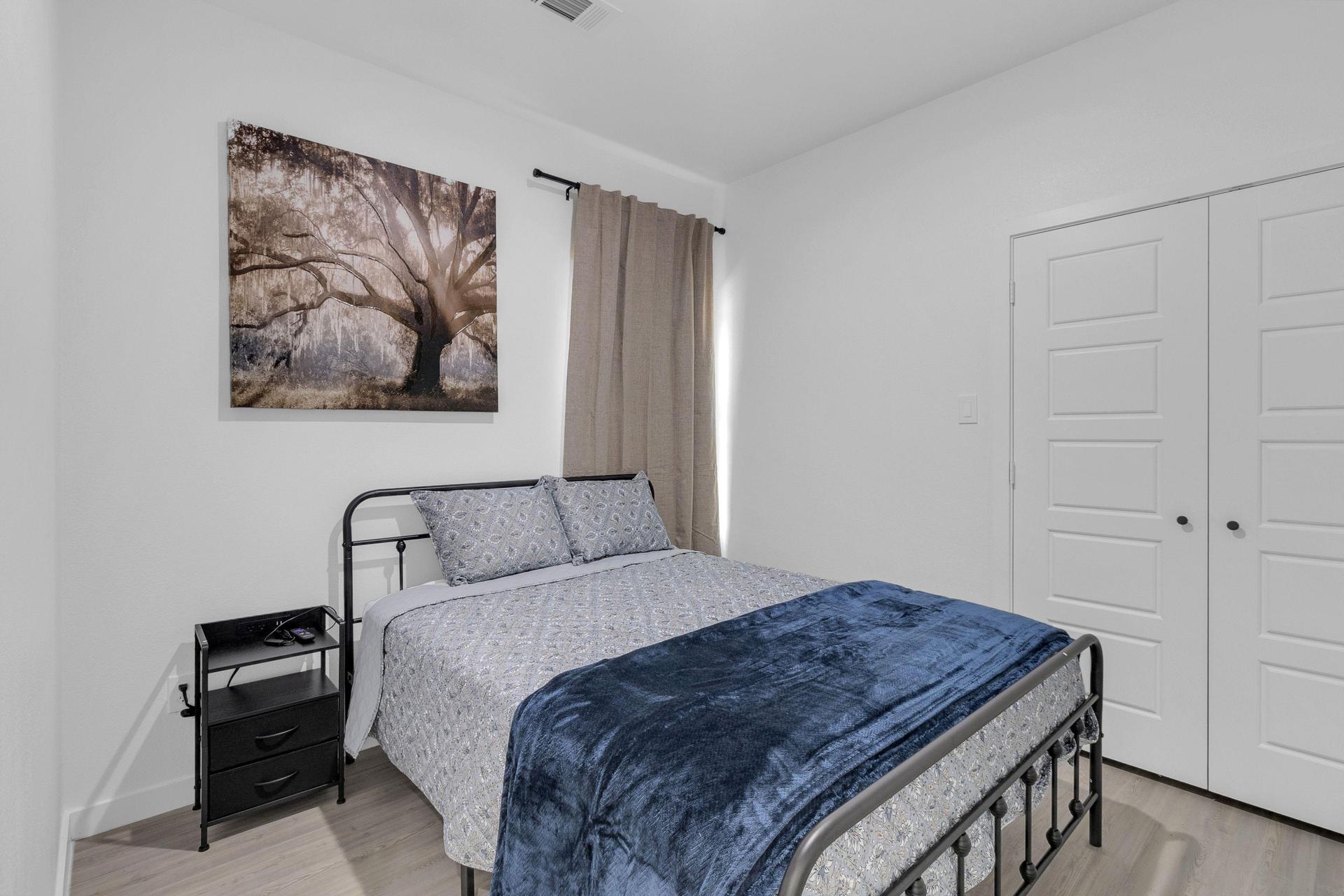 Comfy Queen Bed and nightstand