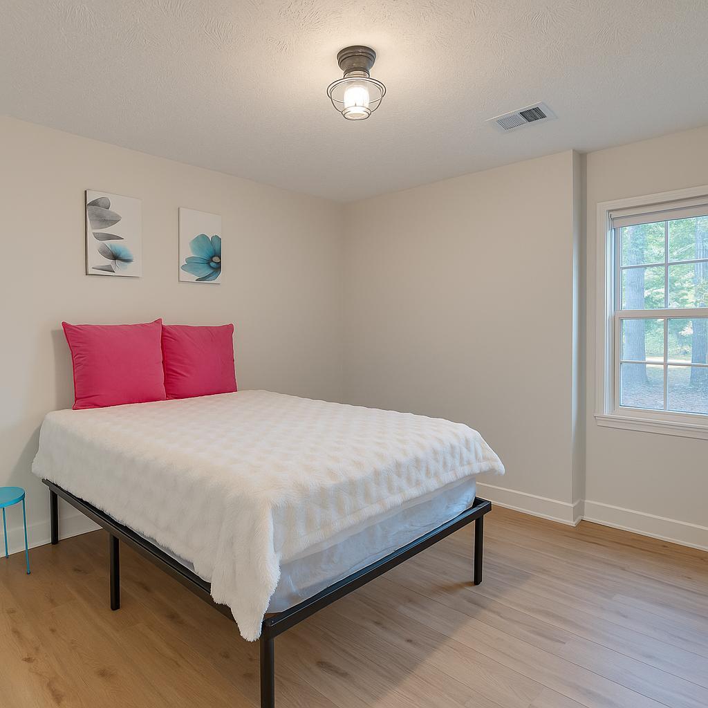 Walk in closet to the left of the bed