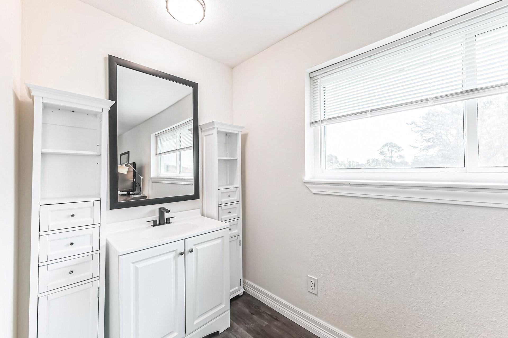 Vanity area with extra storage