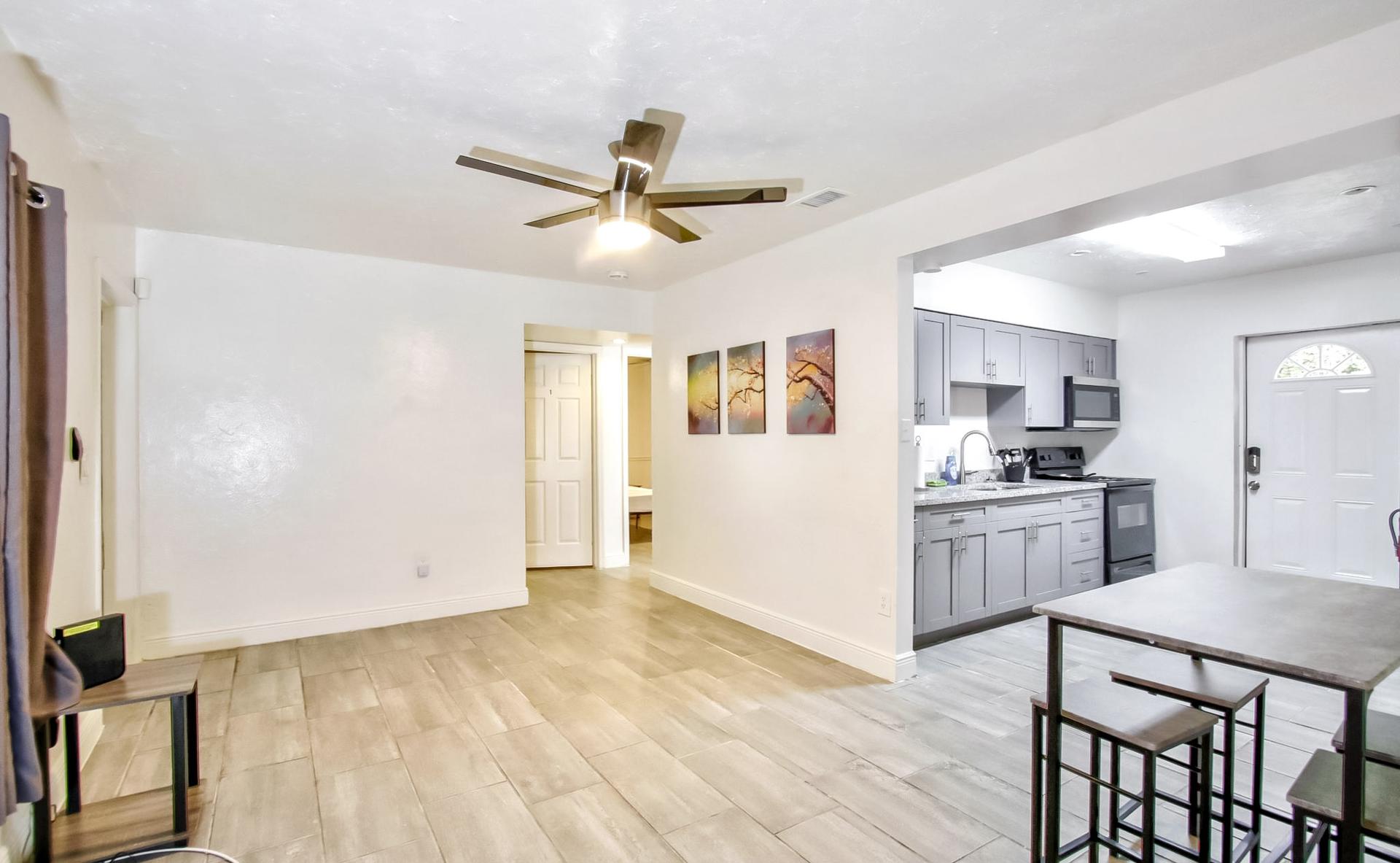 Common spaces including the kitchen