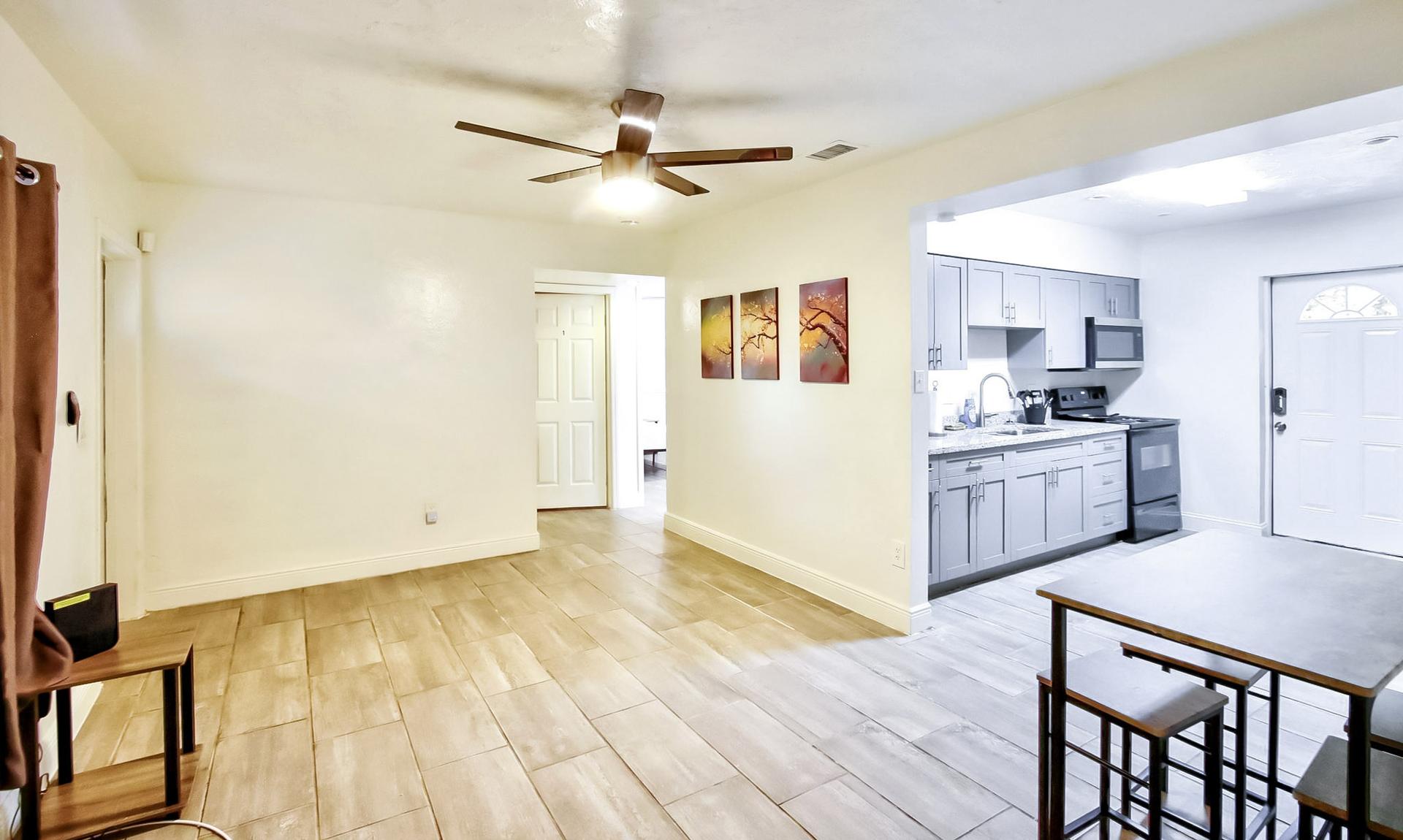 Common spaces including the kitchen