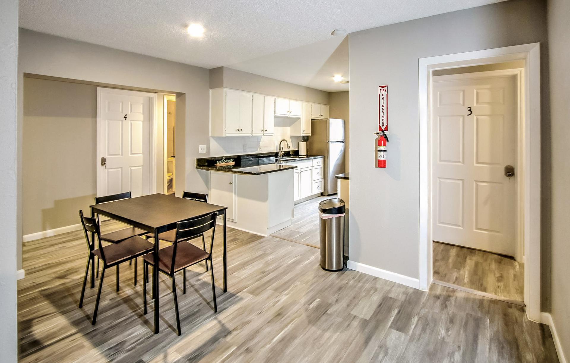 Common spaces including the kitchen