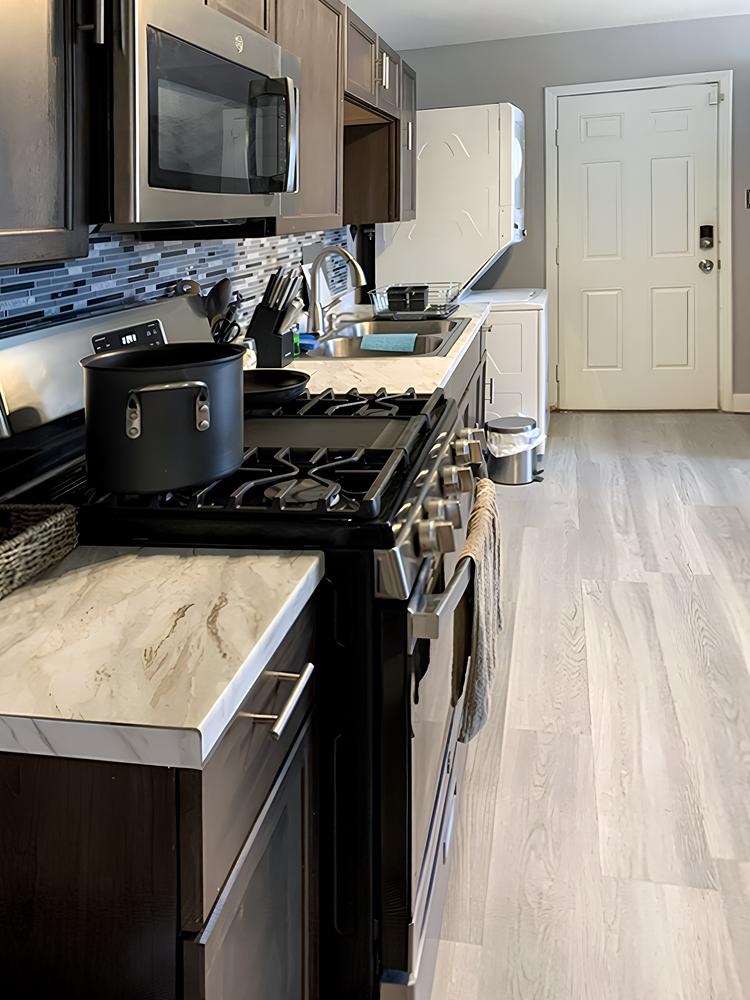 Common spaces including the kitchen