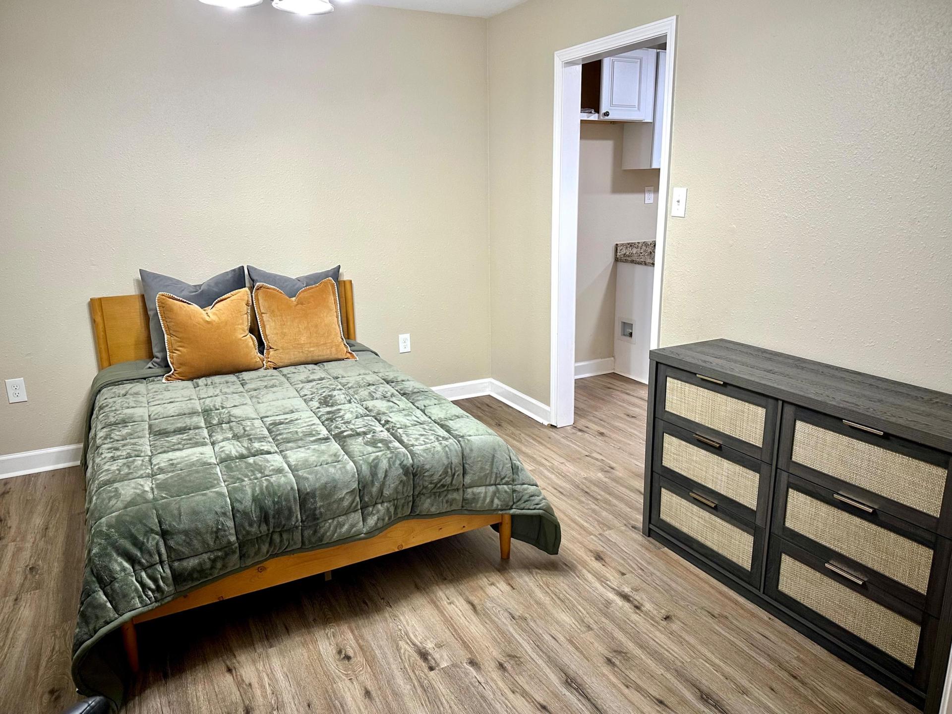 Room #1 is equipped with a bed-frame, mattress & protector, desk & lamp, dresser, & armoire (*to be installed), NOT bedding