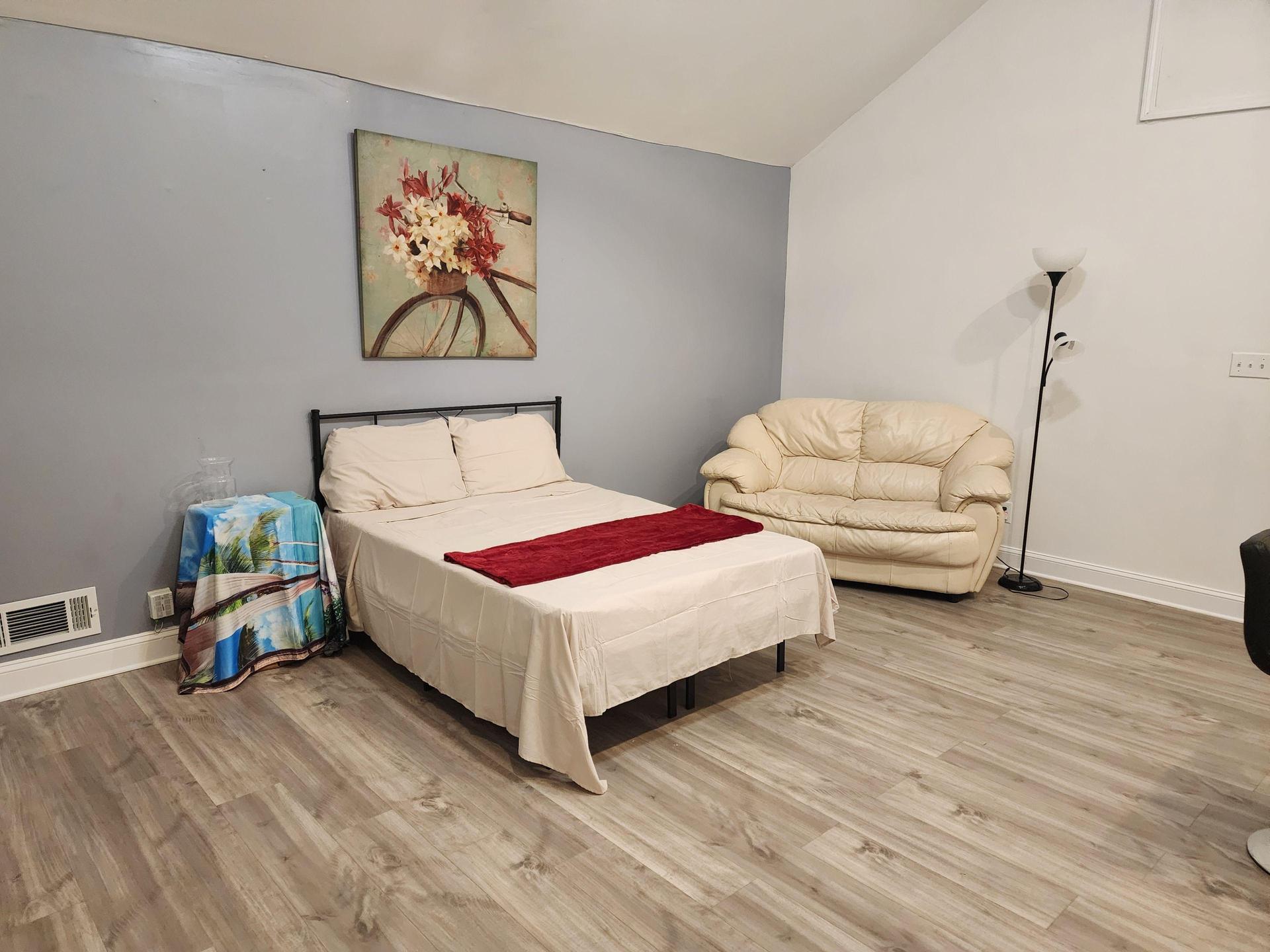 Room 6 kitchenette with walk-in closet and full private bathroom