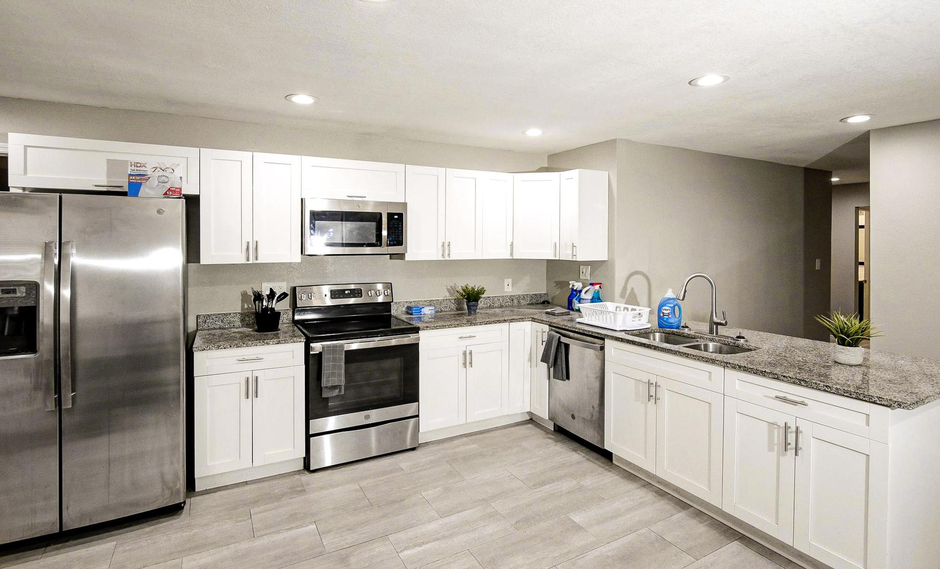 Common spaces including the kitchen
