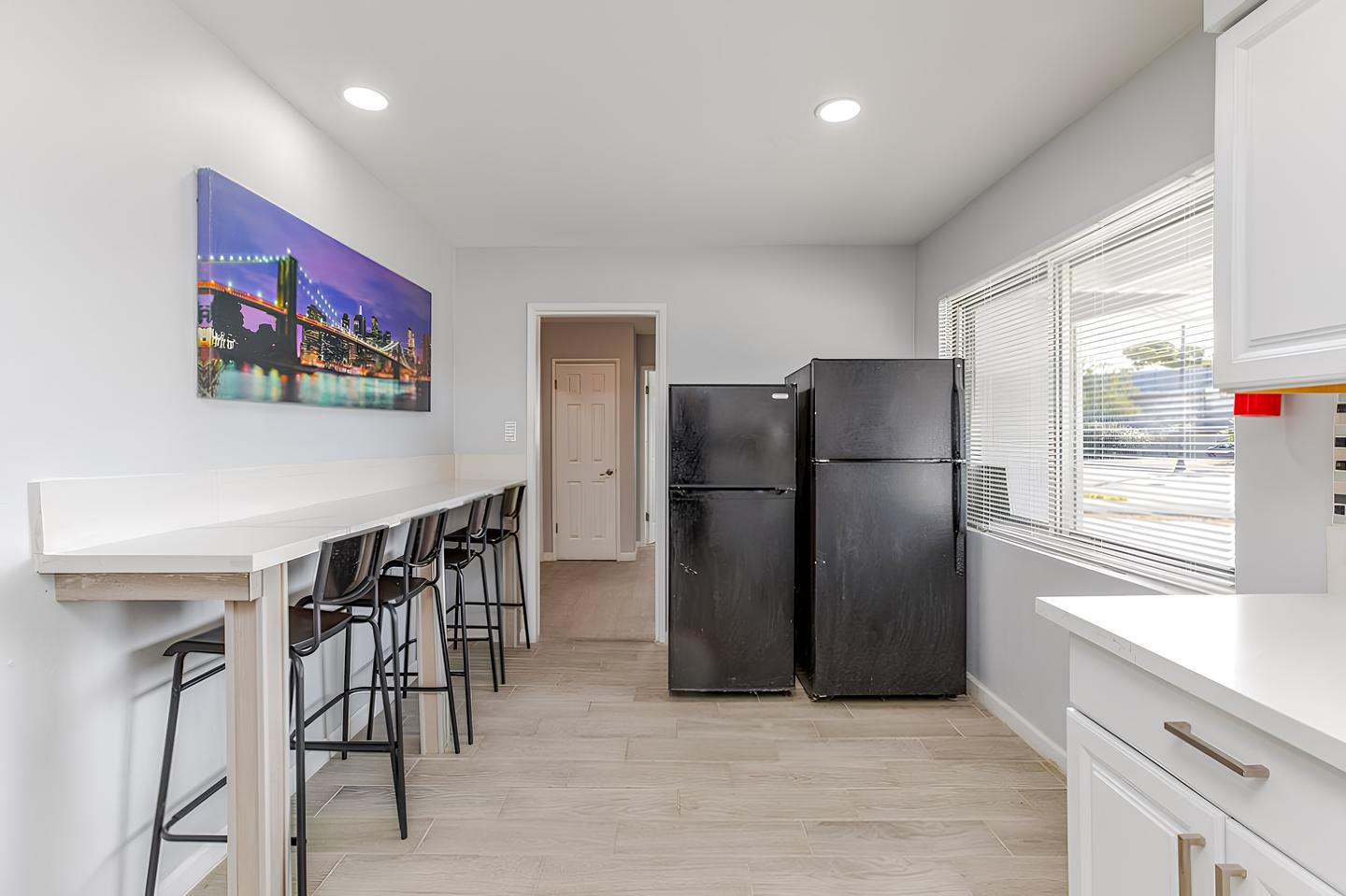 Common spaces including the kitchen