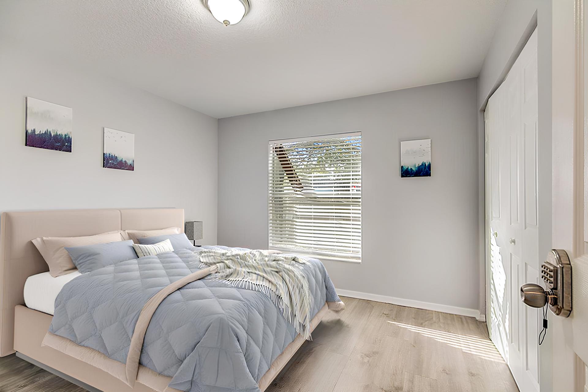 bedroom, detected: bed, window blind