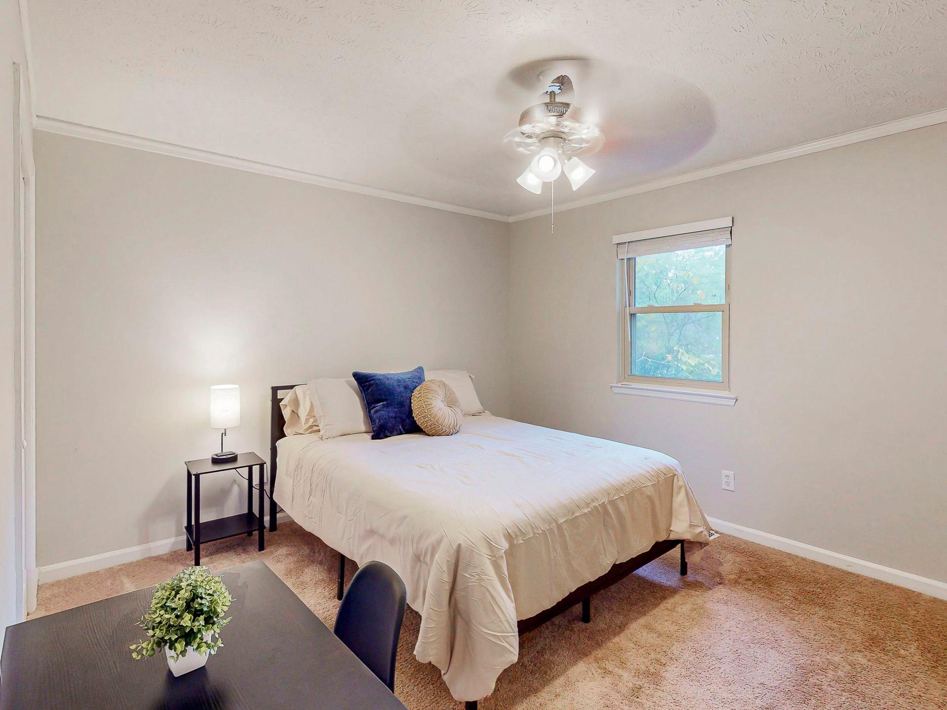 bedroom, detected:bed, ceiling fan