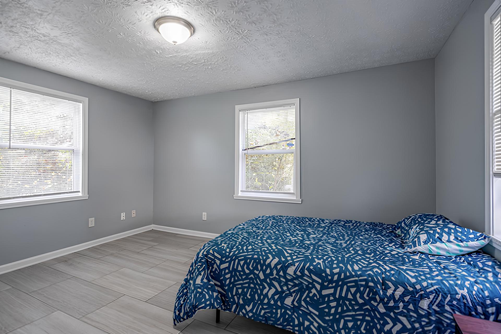 bedroom, detected: window blind, bed