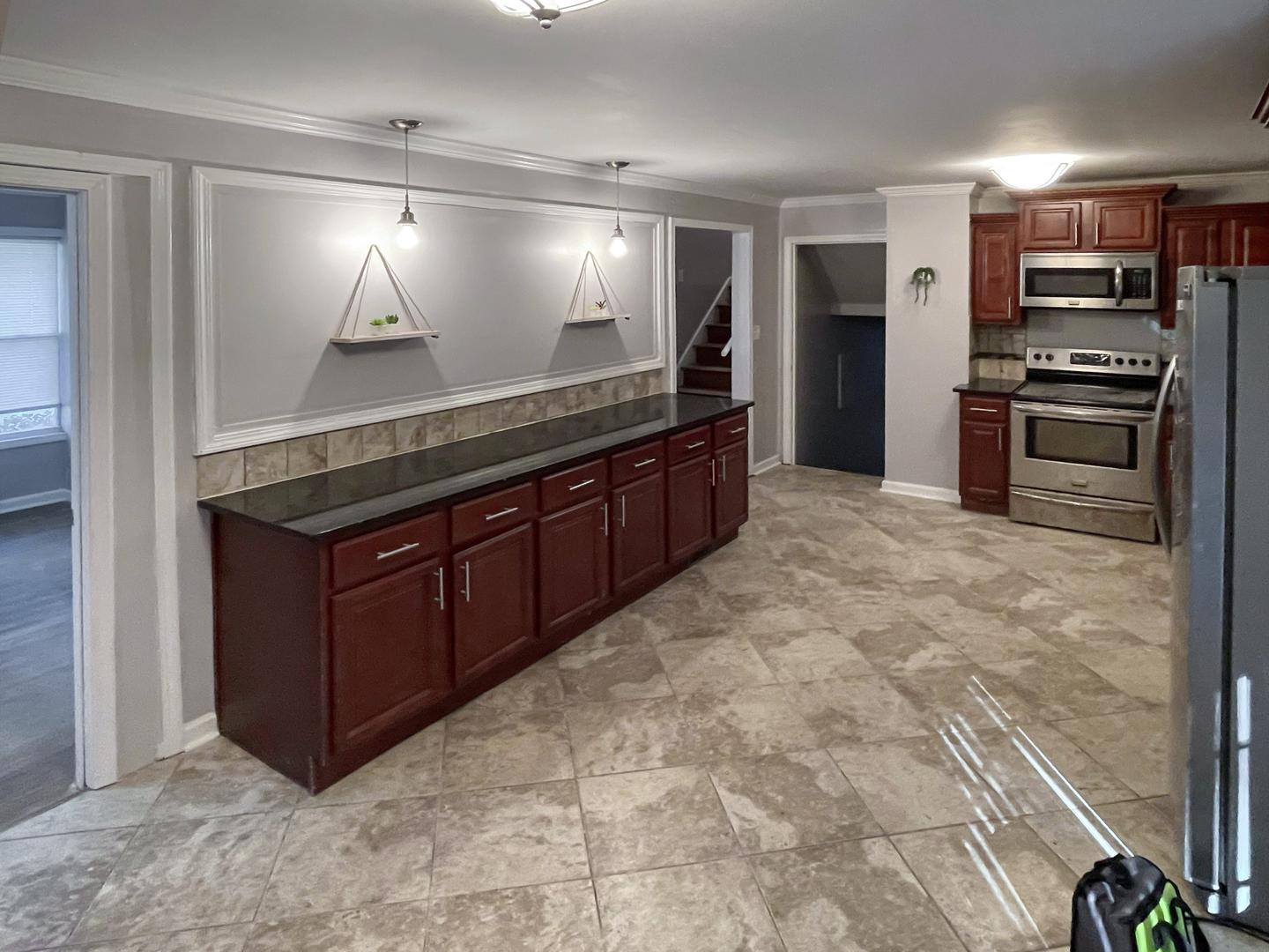Common spaces including the kitchen