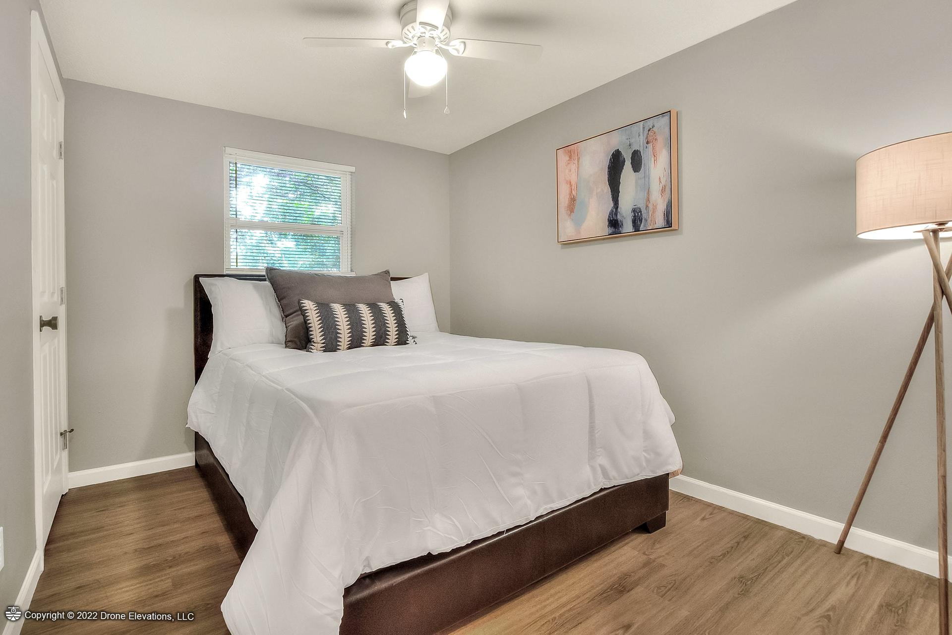 bedroom, detected: bed, ceiling fan