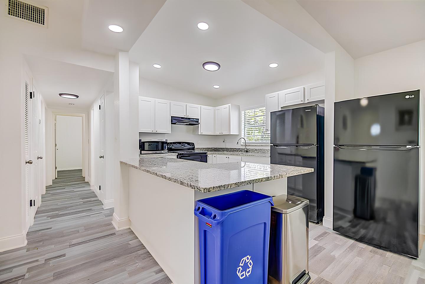 Common spaces including the kitchen