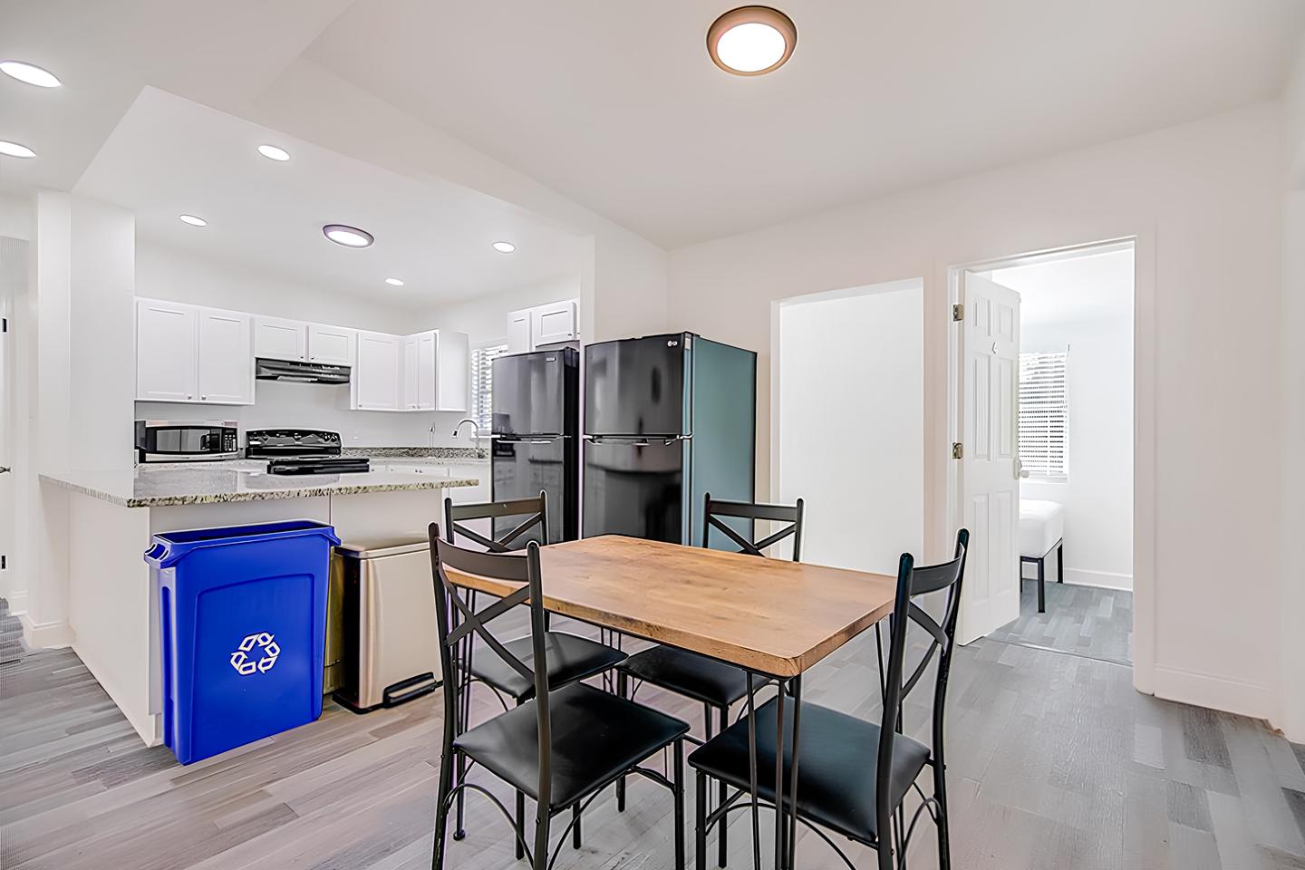 Common spaces including the kitchen