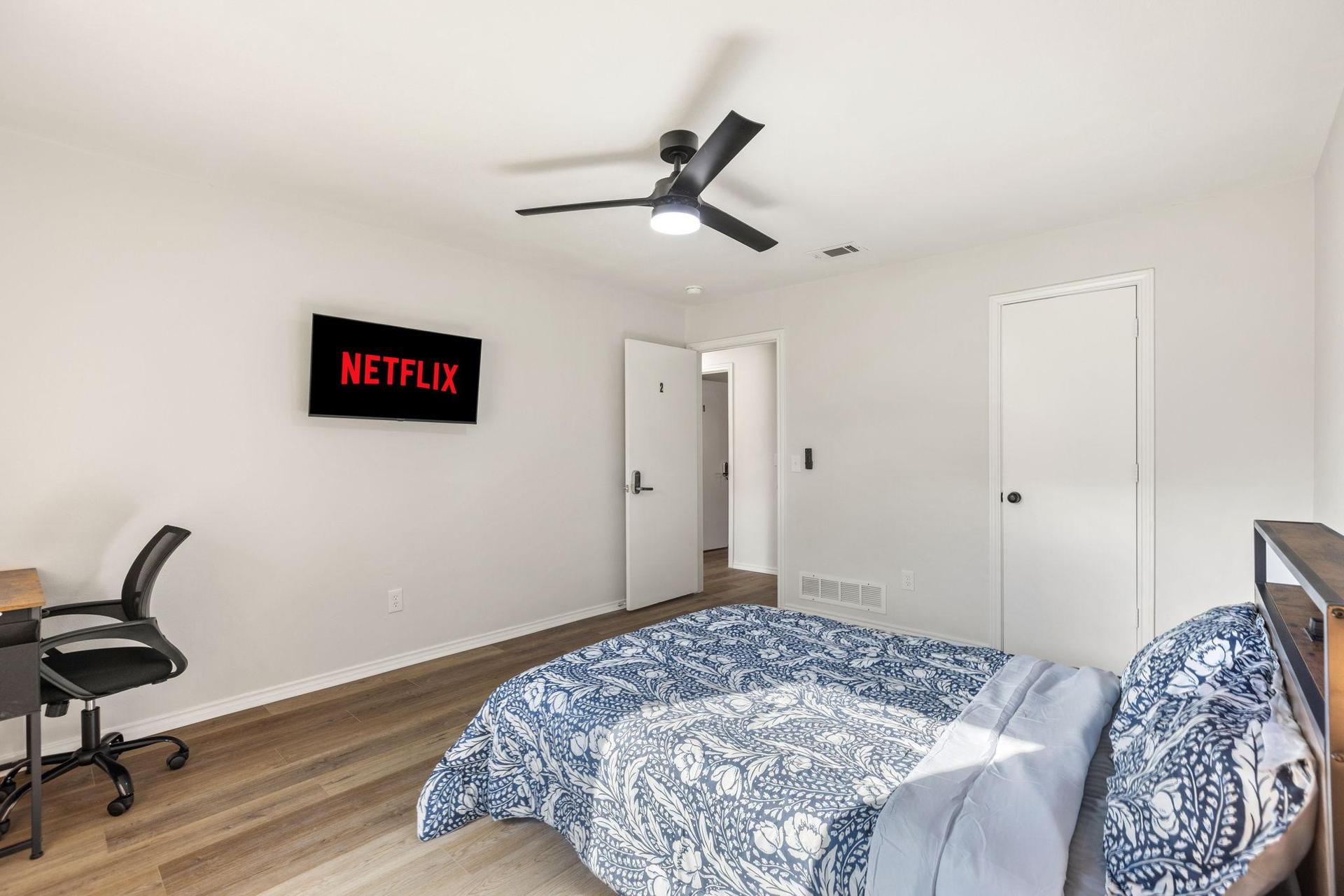 Smart TV, Smart Bed, Smart Fan, Smart Wi-Fi Lock, Office Table & Chair, Walk-In Closet