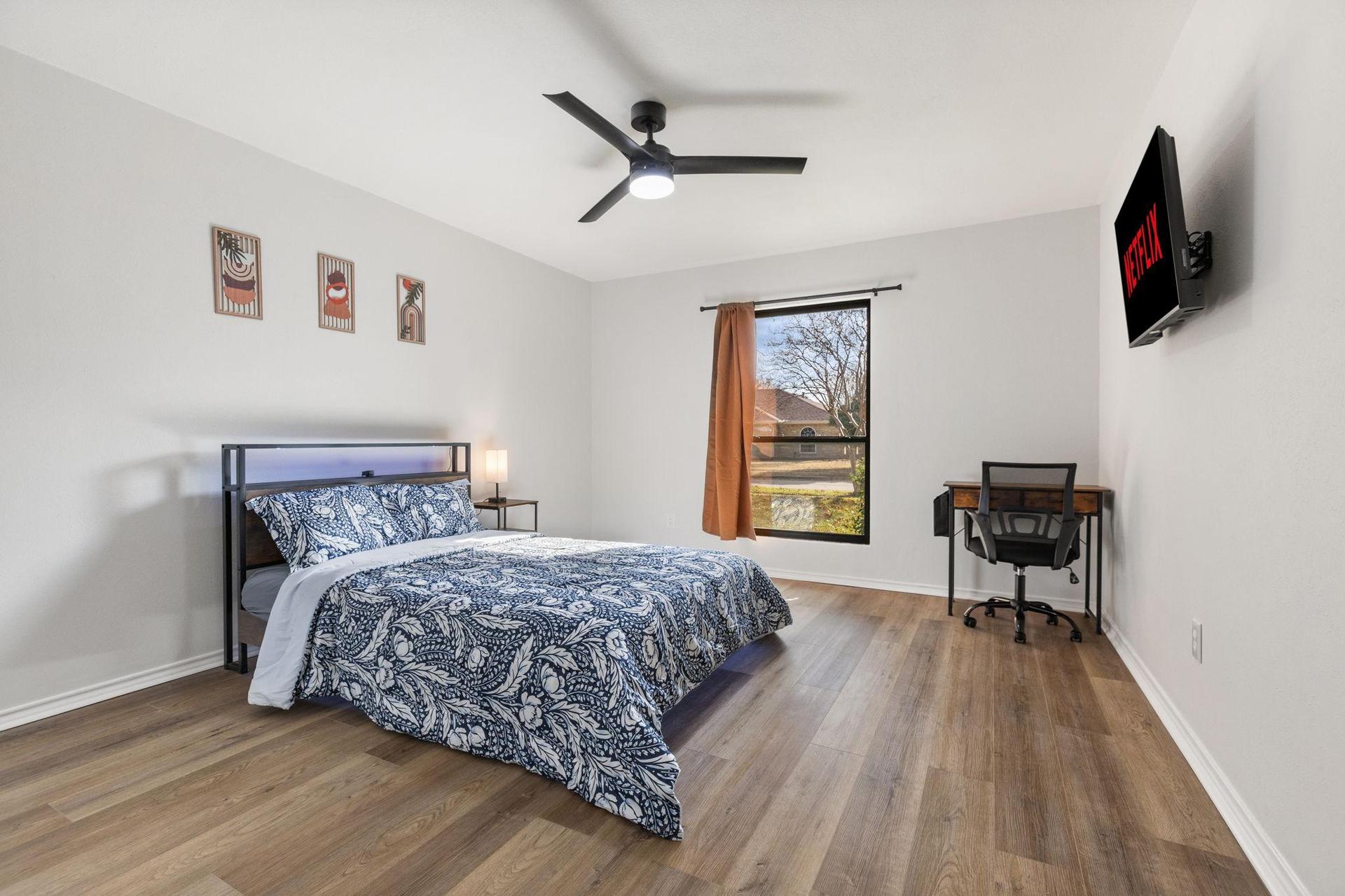 Smart TV, Smart Bed, Smart Fan, Smart Wi-Fi Lock, Office Table & Chair, Walk-In Closet