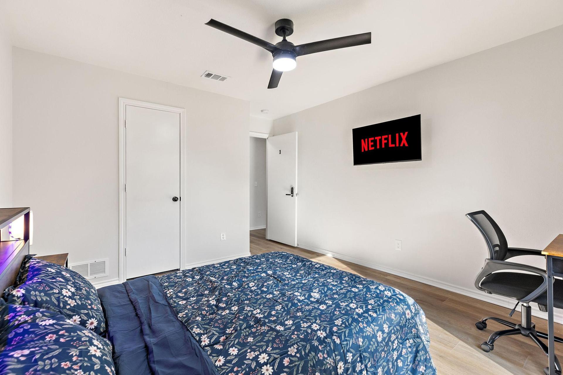 Smart TV, Smart Bed, Smart Fan, Smart Wi-Fi Lock, Office Table & Chair, Walk-In Closet