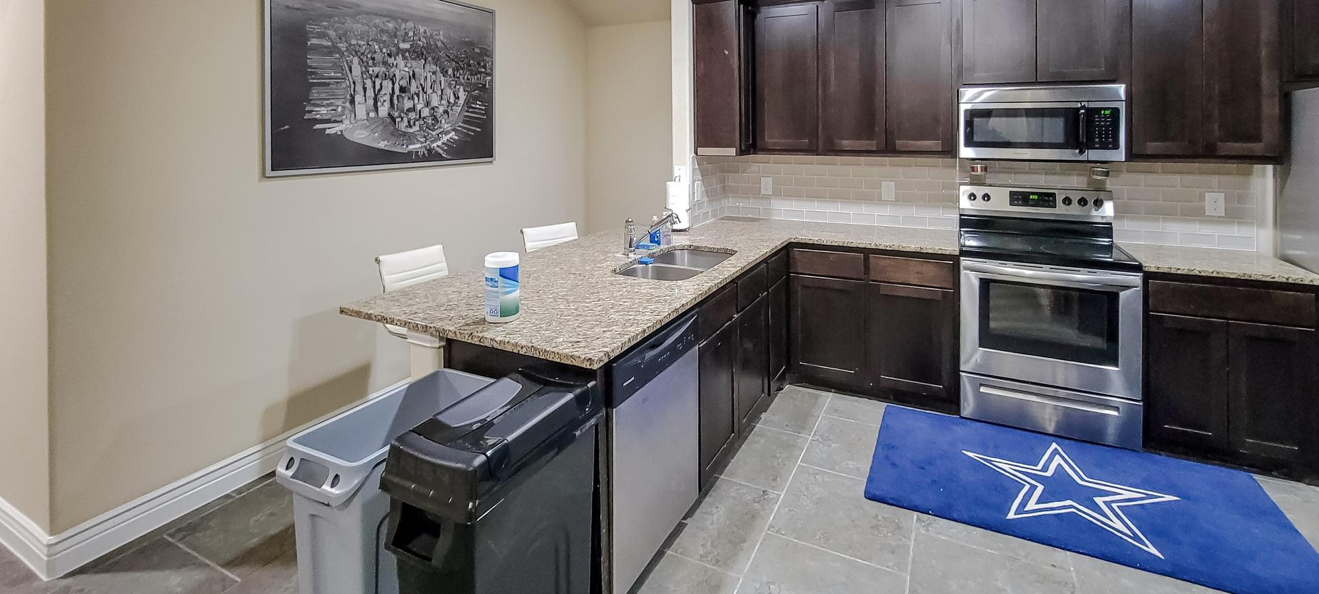 Common spaces including the kitchen