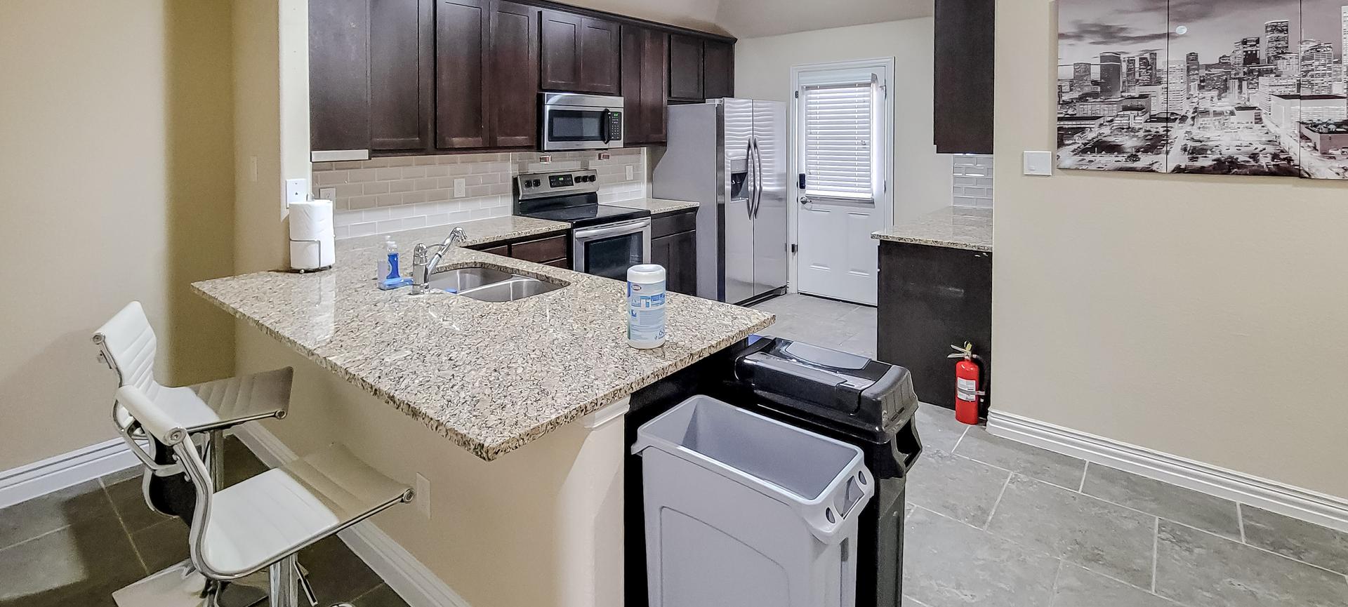 Common spaces including the kitchen