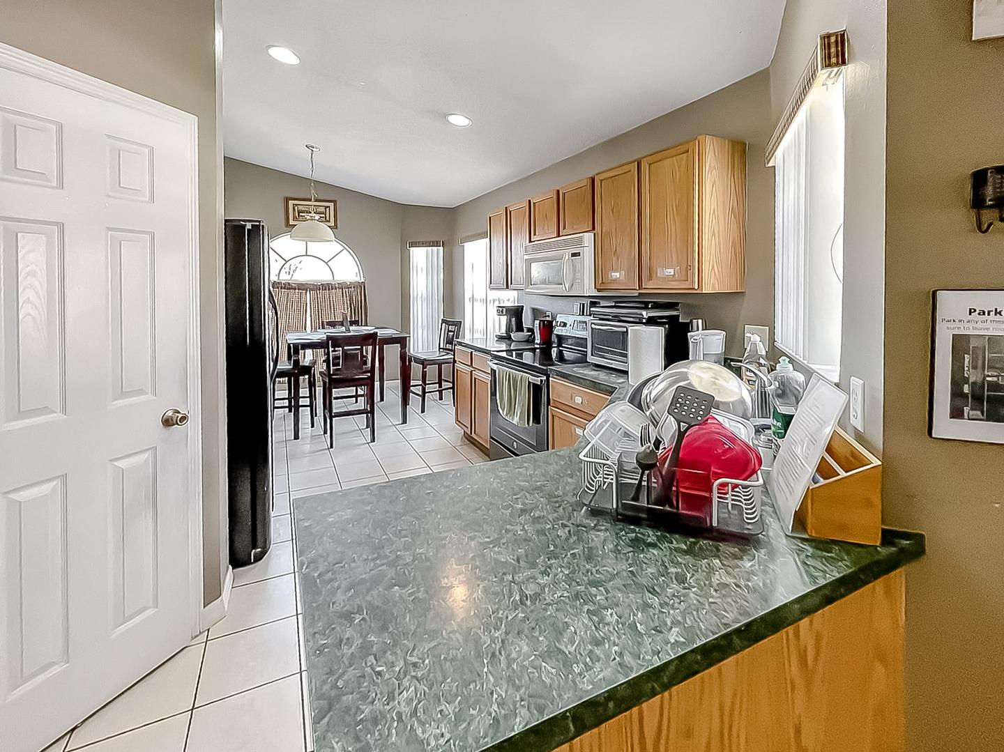 Common spaces including the kitchen