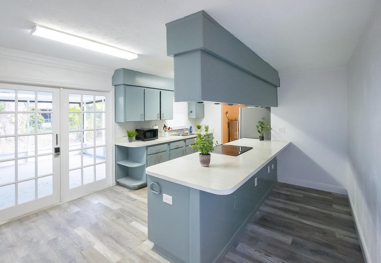 Common spaces including the kitchen