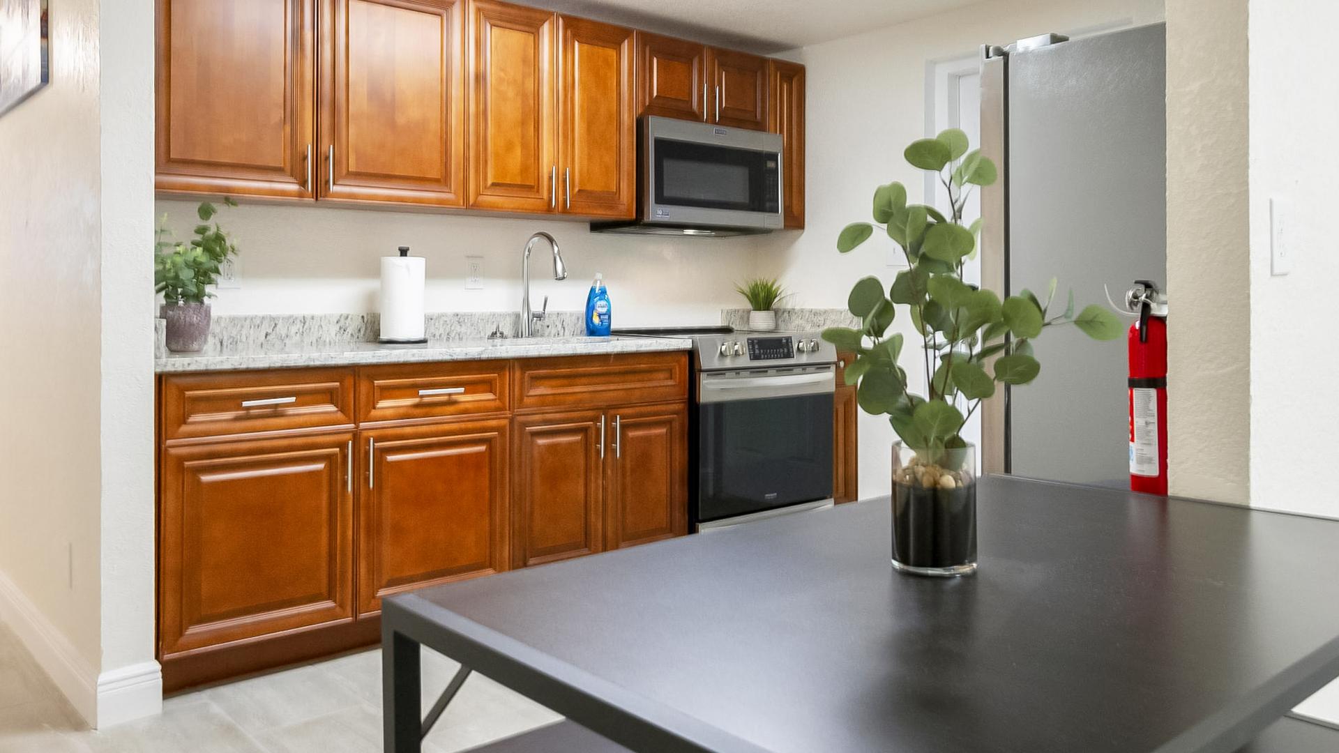 Common spaces including the kitchen