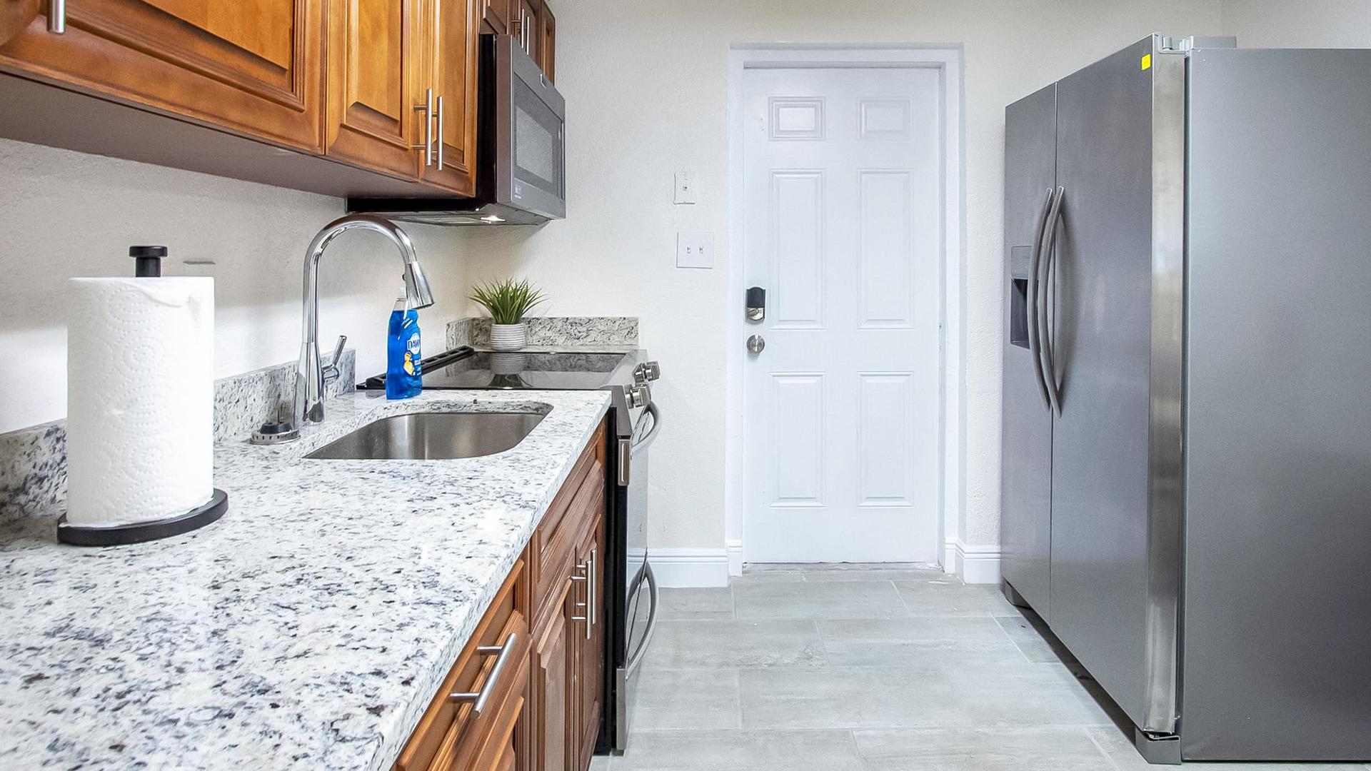 Common spaces including the kitchen