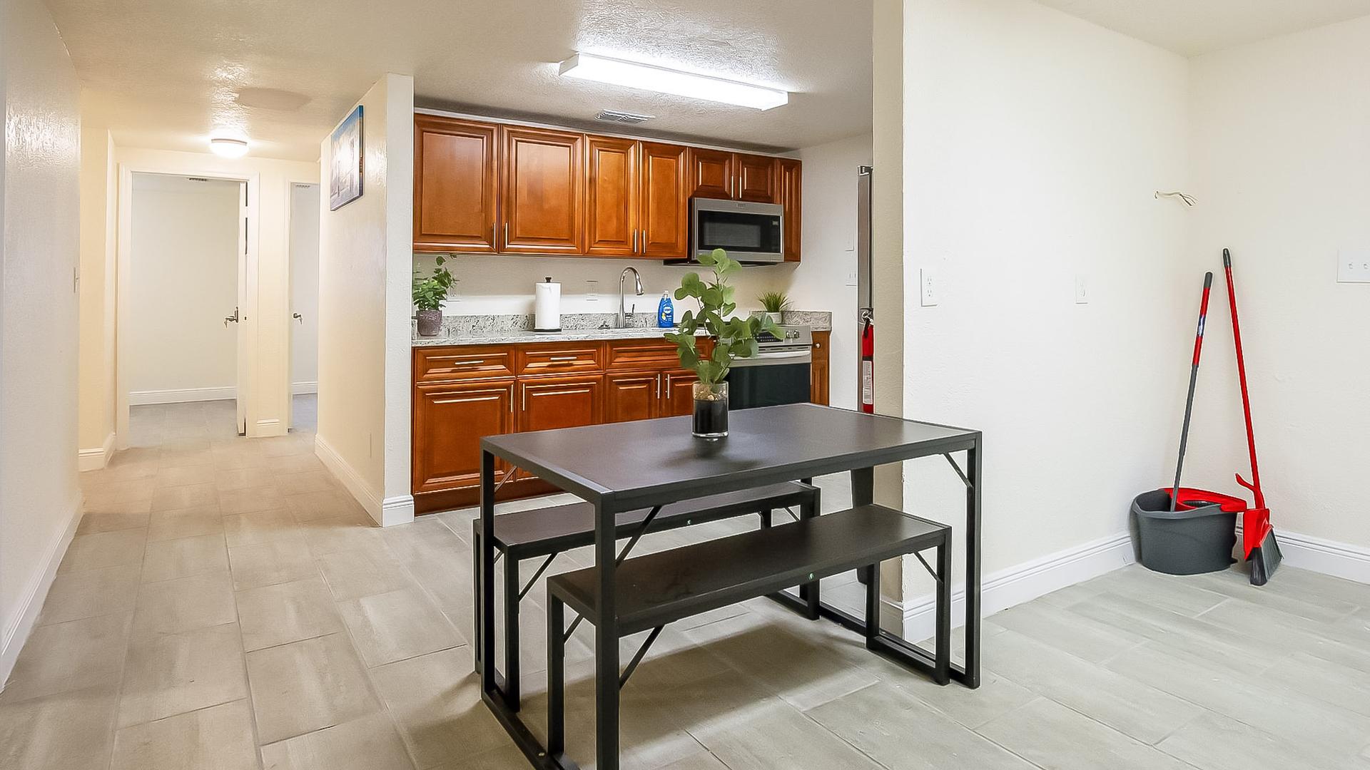 Common spaces including the kitchen
