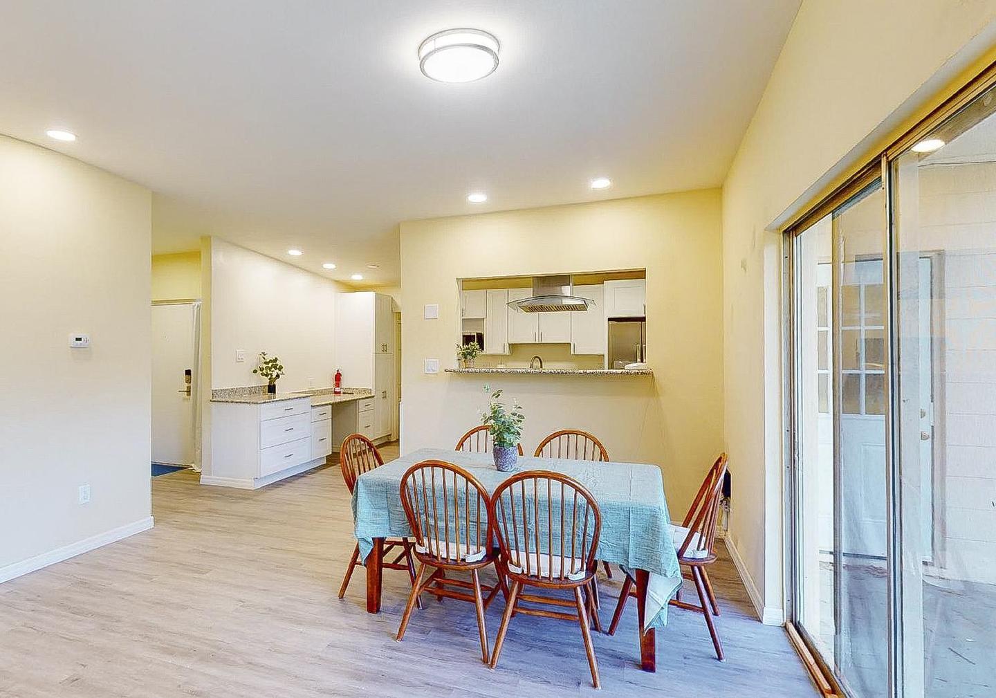Dining area. The slider to the right accesses the back yard.
