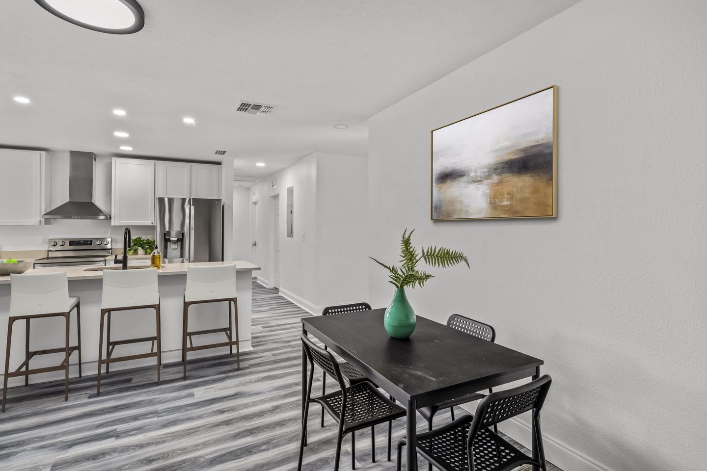 Common spaces including the kitchen