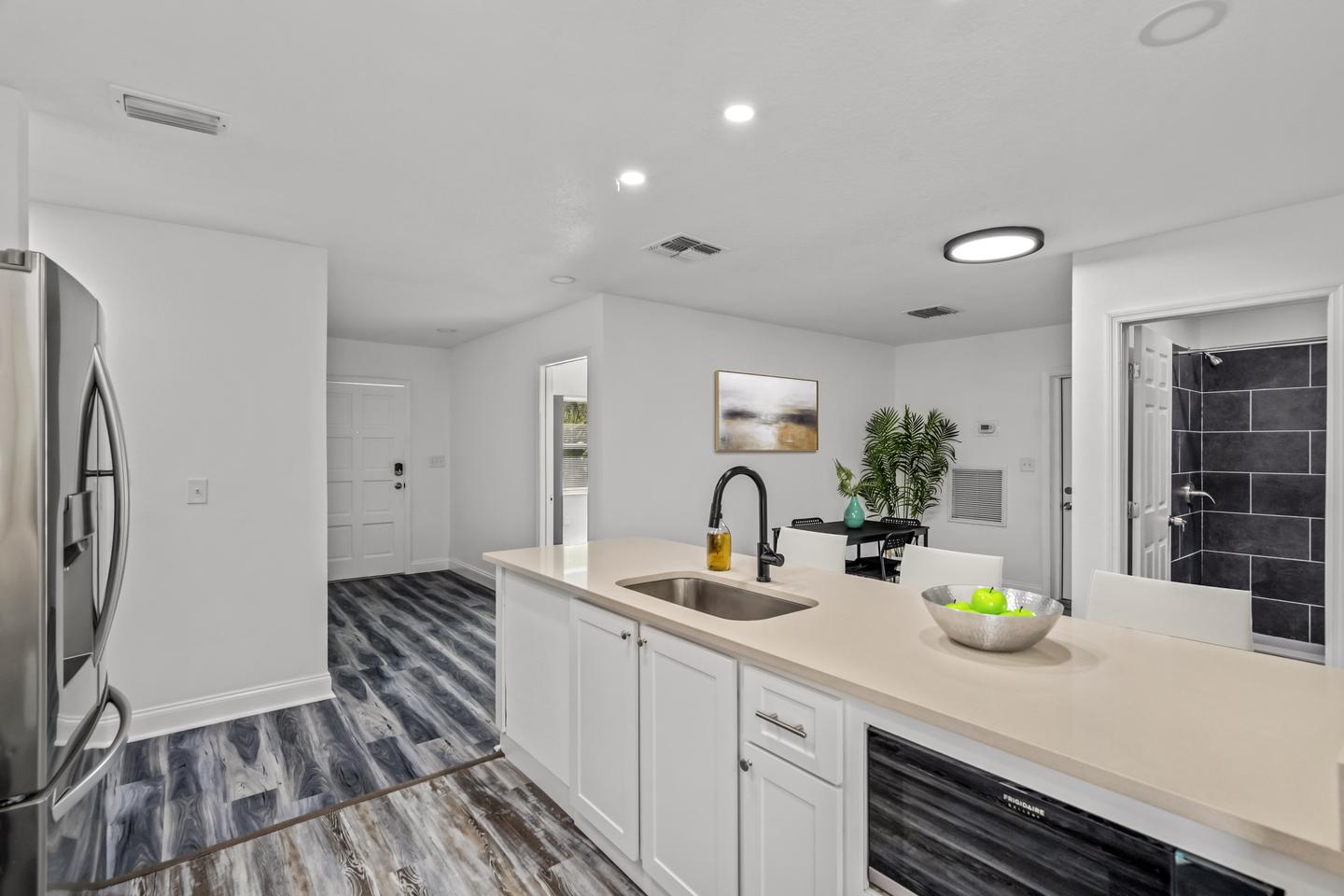 Common spaces including the kitchen