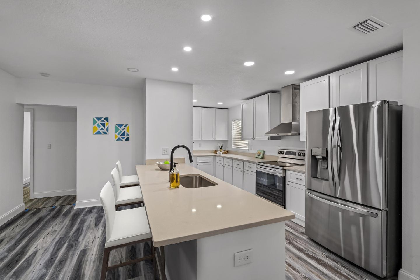 Common spaces including the kitchen