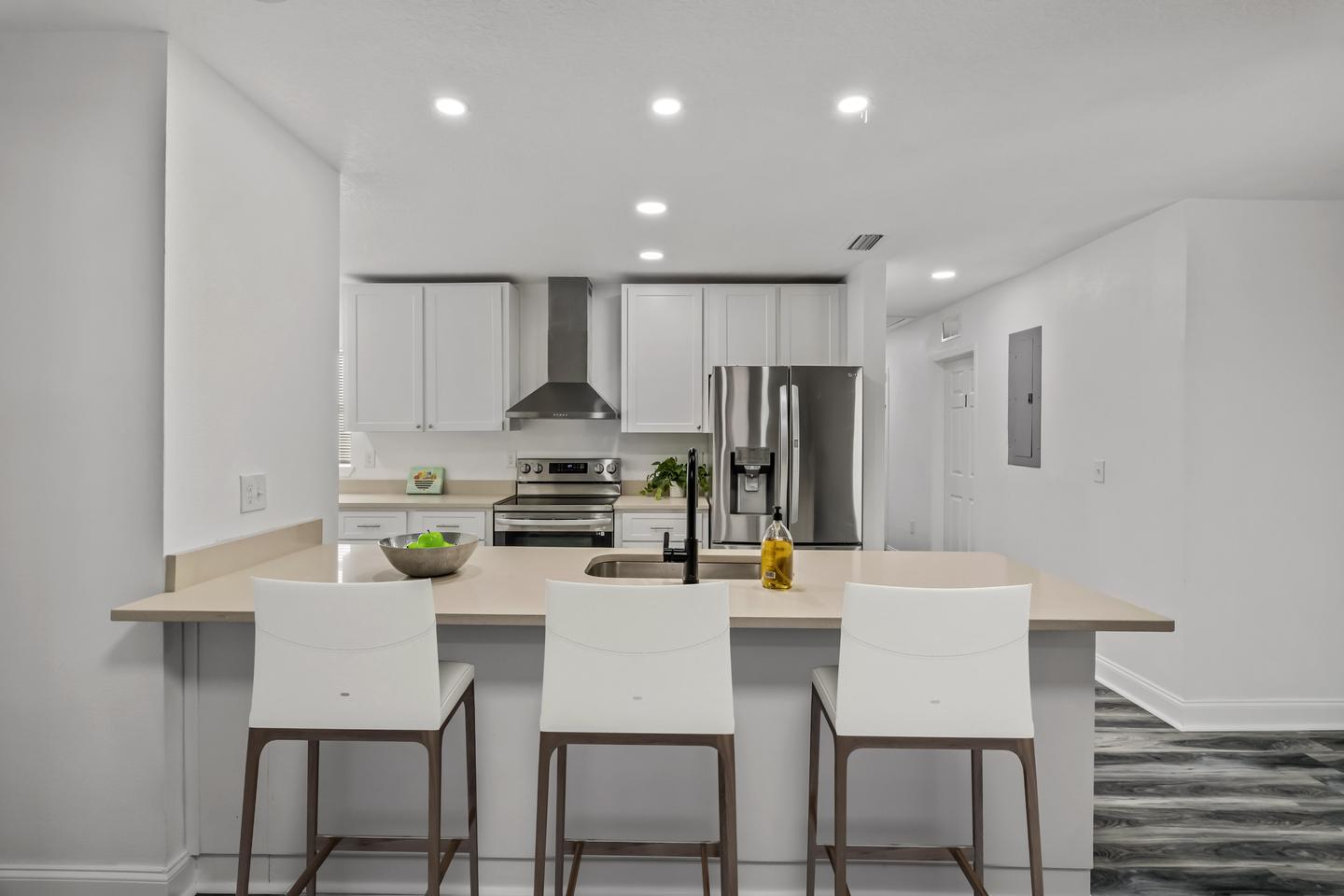 Common spaces including the kitchen