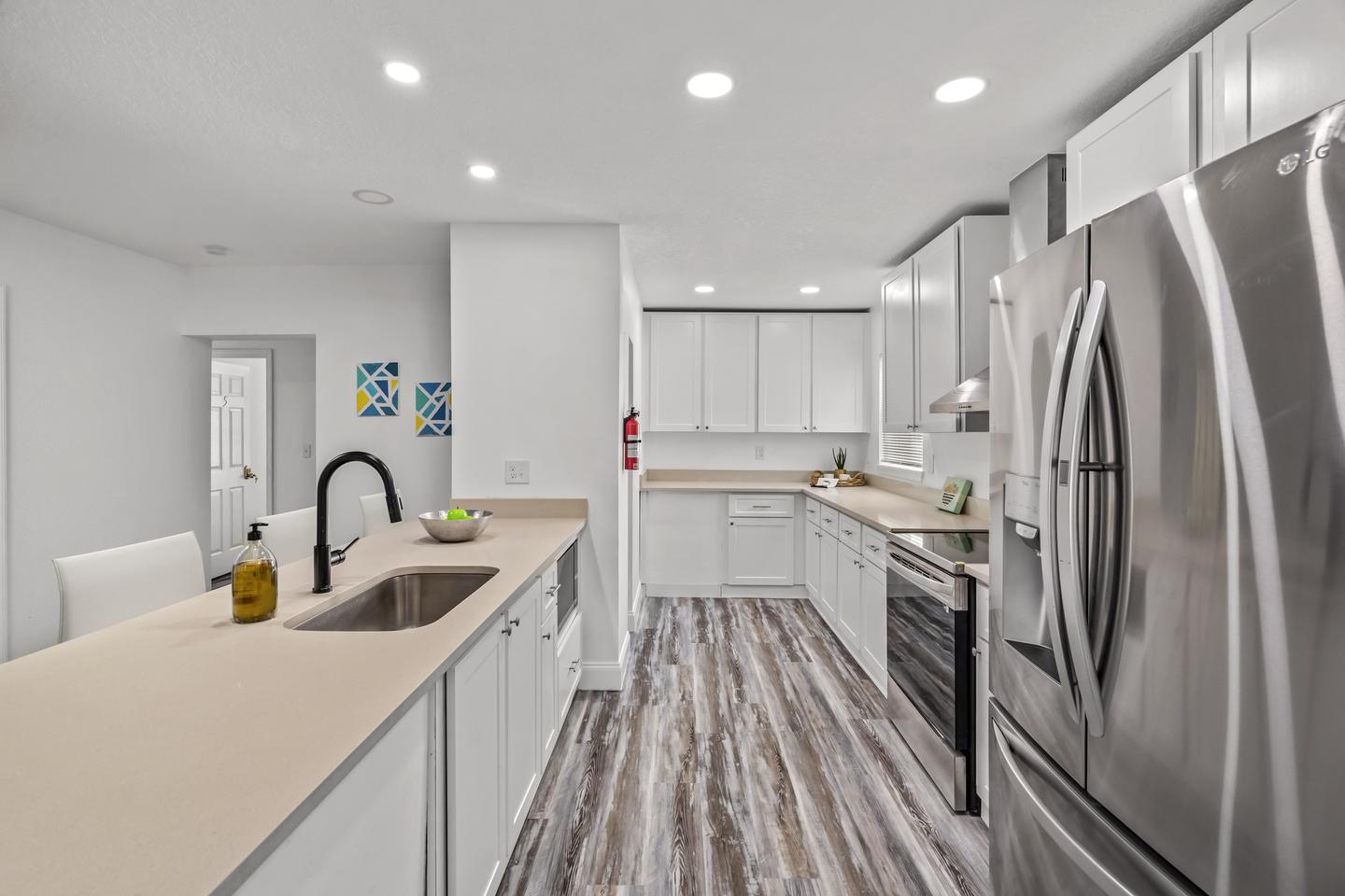 Common spaces including the kitchen