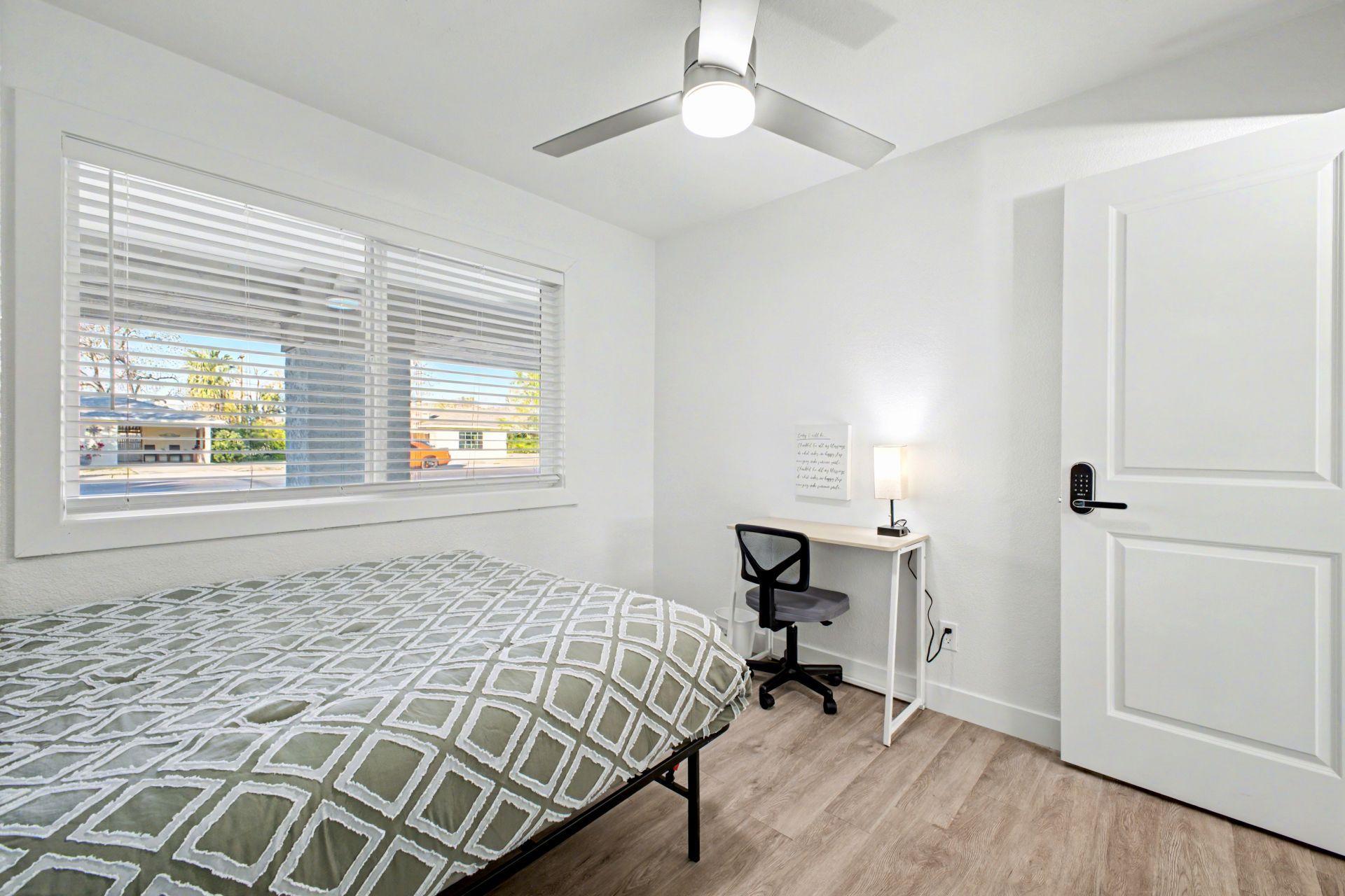 Queen Bed, Desk and chair