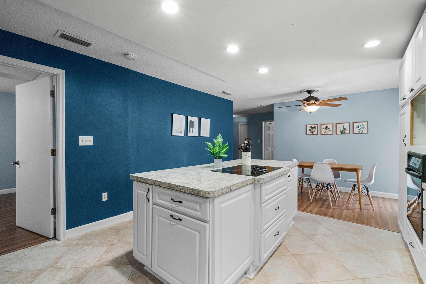 Common spaces including the kitchen