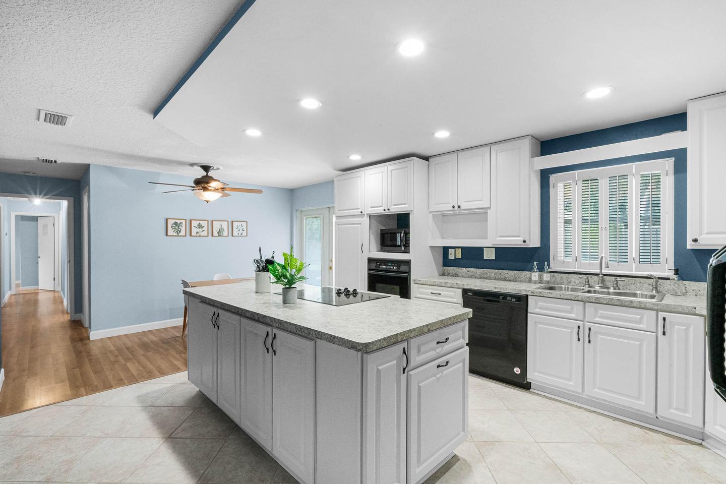Common spaces including the kitchen