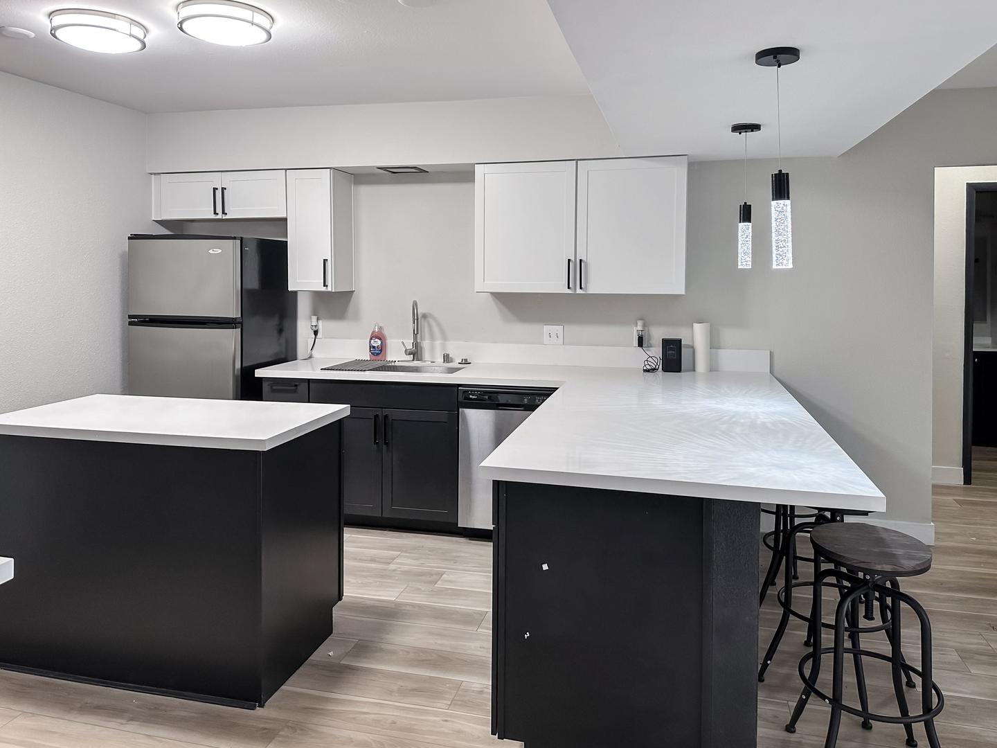 Common spaces including the kitchen