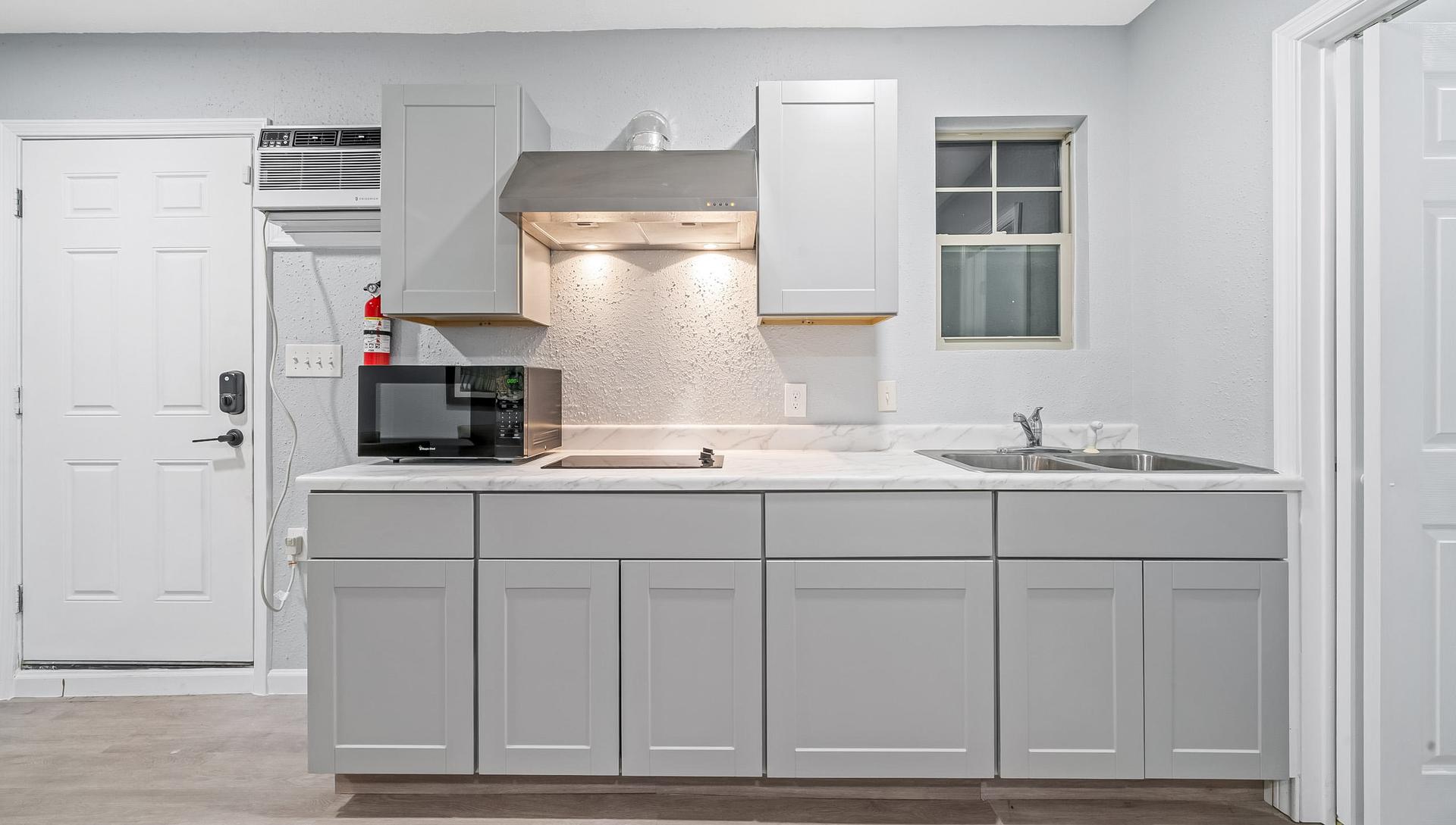 Common spaces including the kitchen