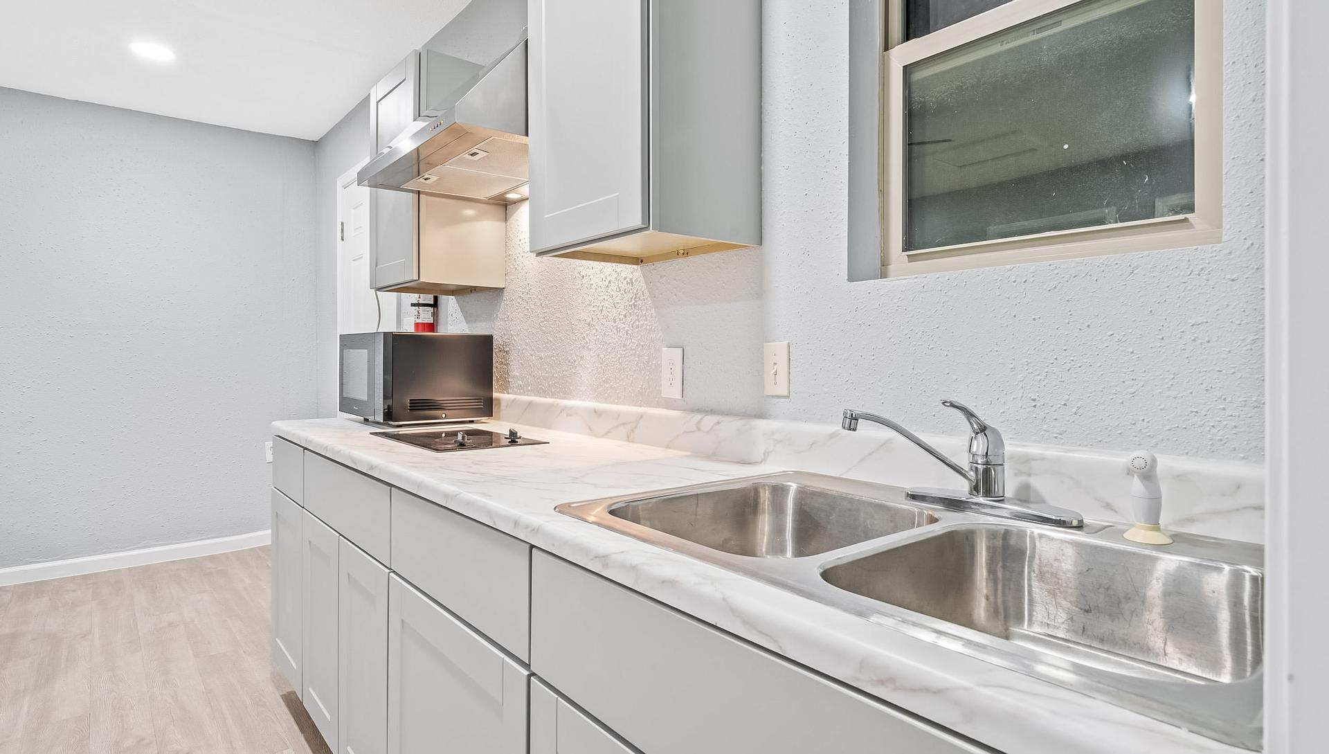 Common spaces including the kitchen