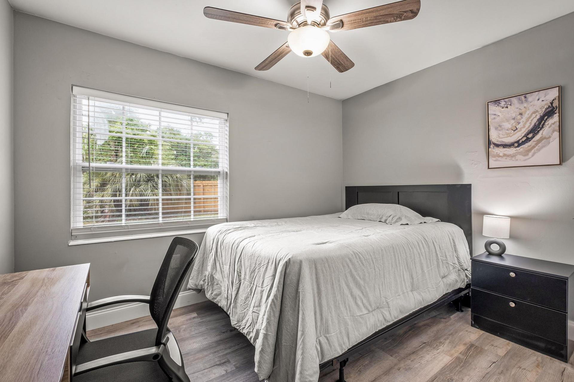 bedroom, detected:ceiling fan, bed