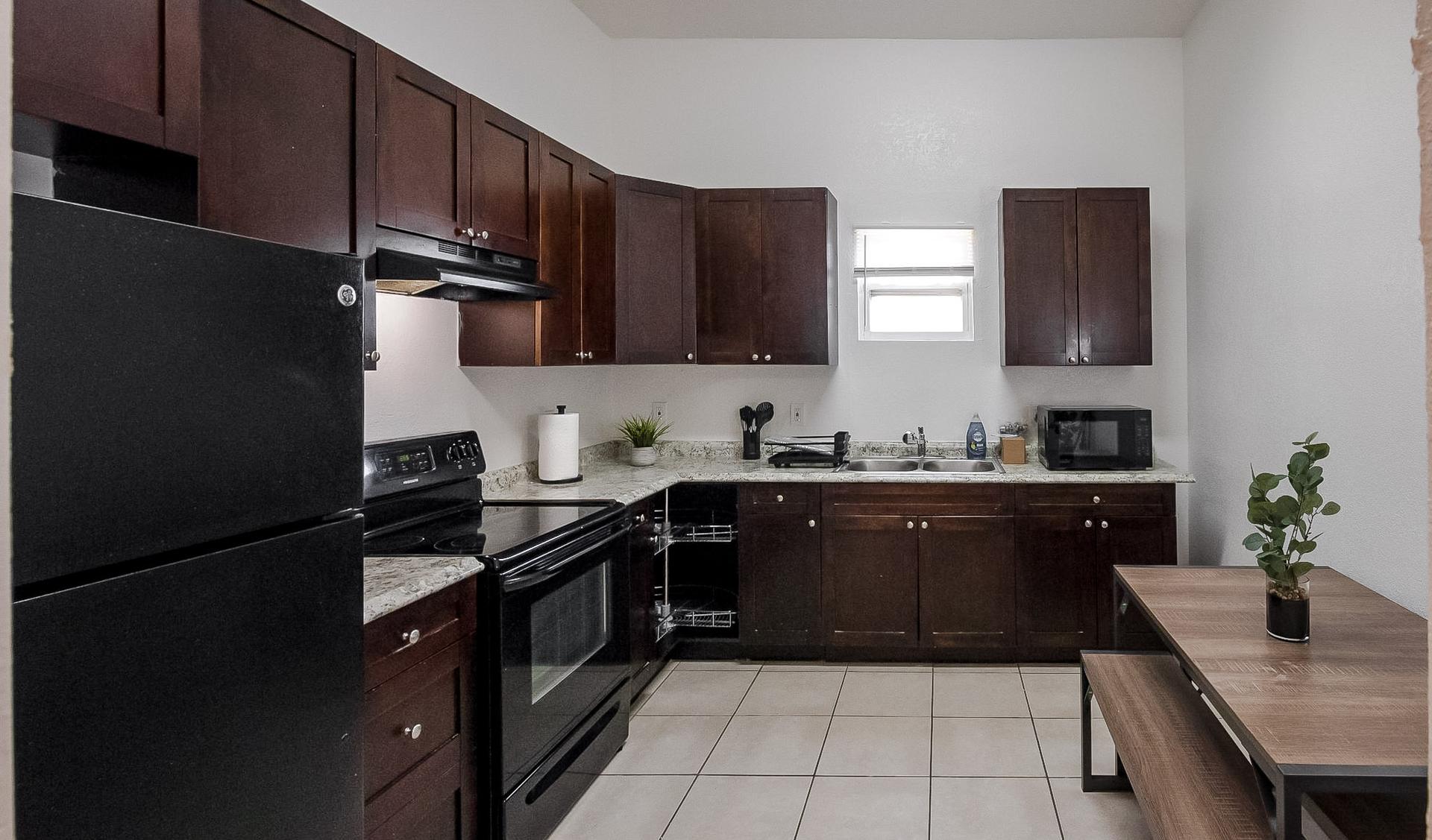 Common spaces including the kitchen