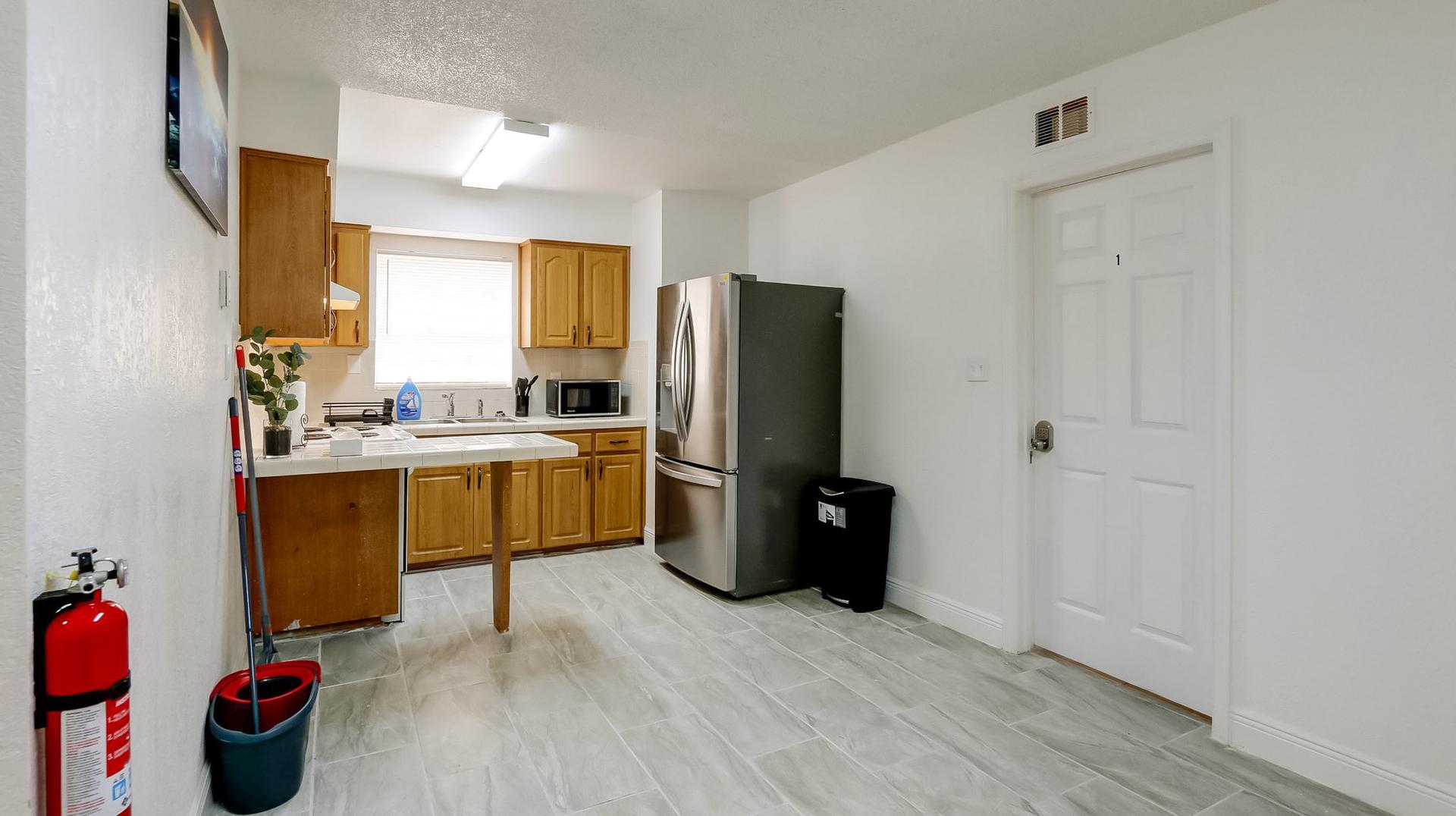Common spaces including the kitchen
