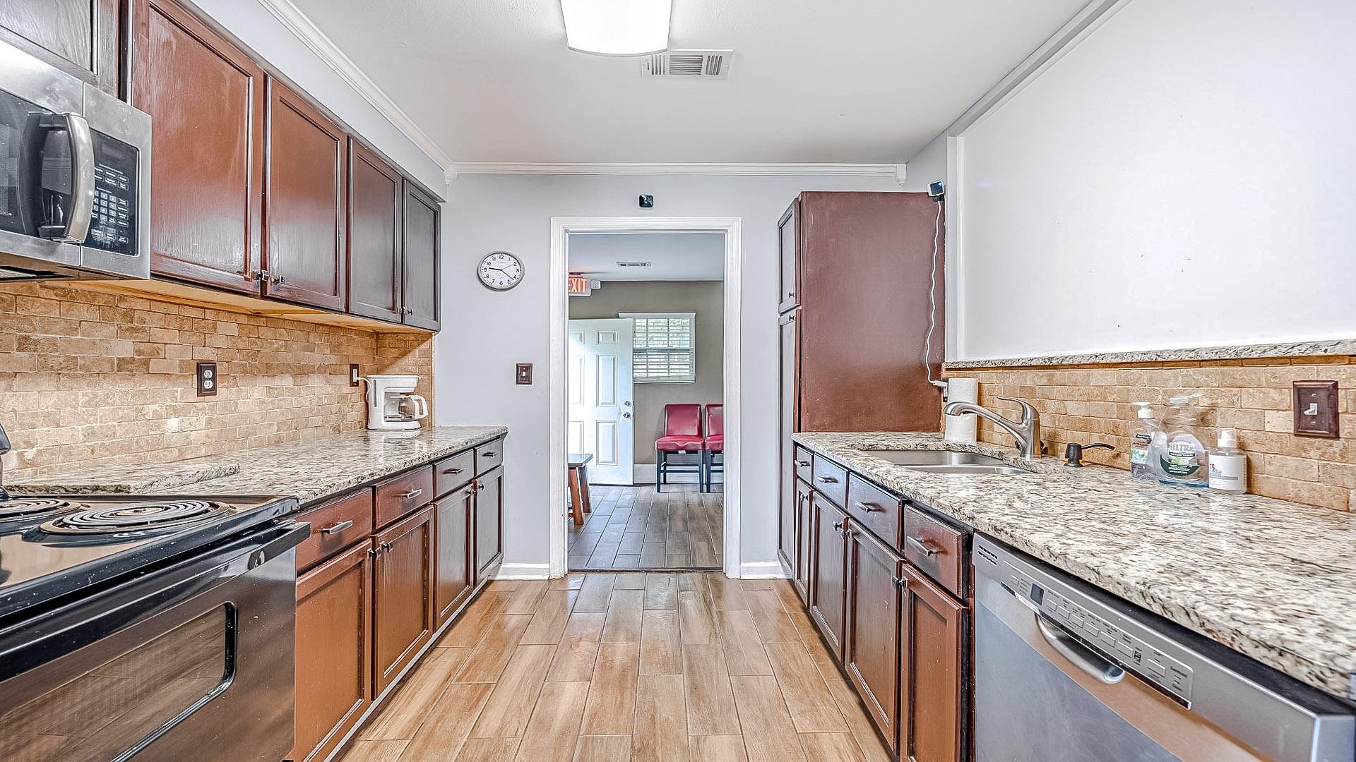 Common spaces including the kitchen