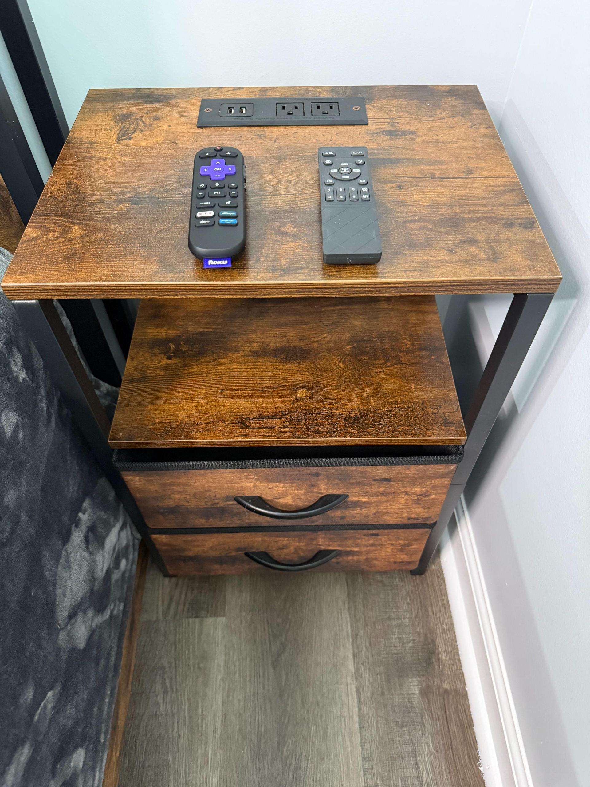 Nighstand with Roku Remote and HIGH speed Fan Remote