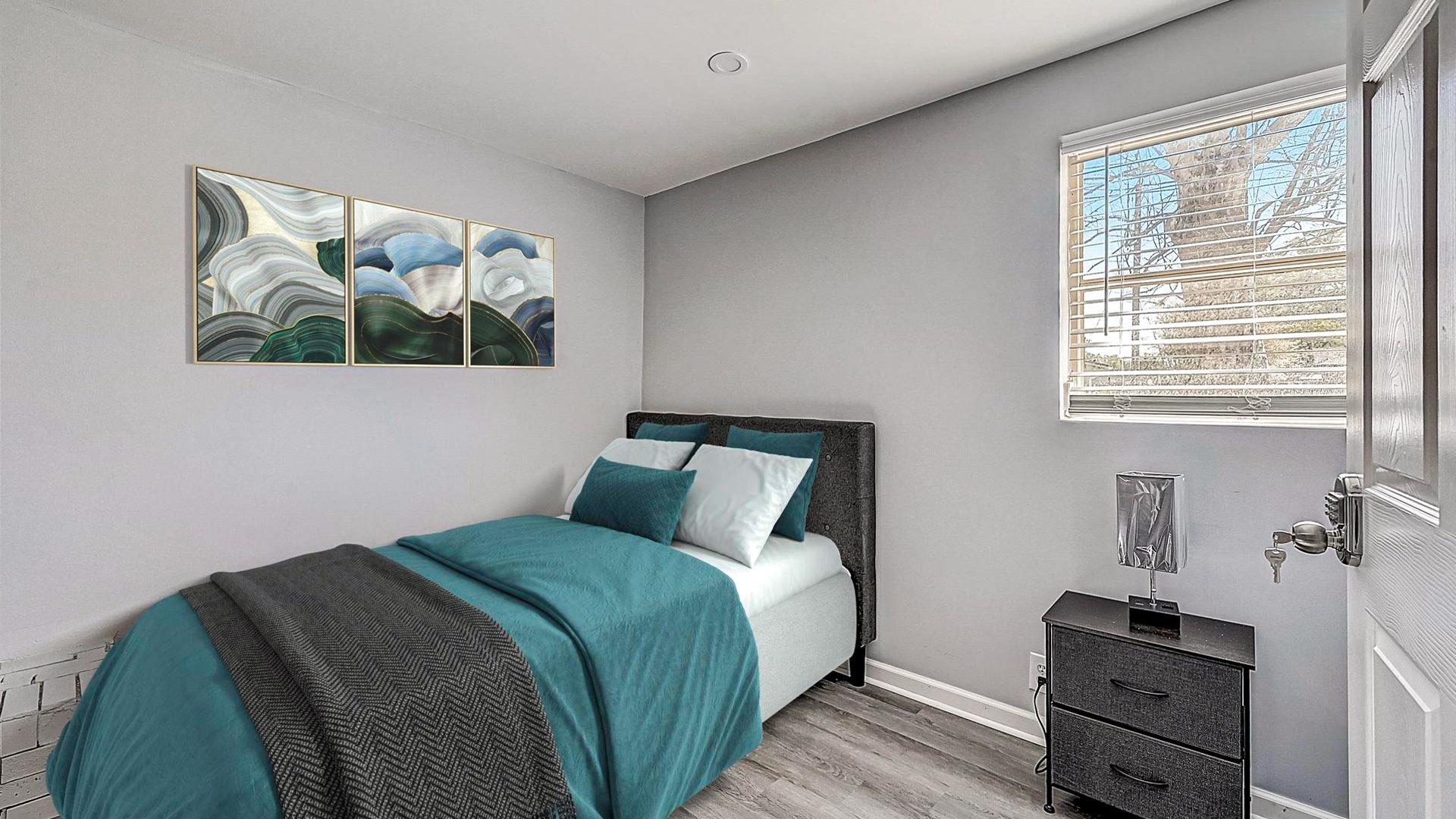 bedroom, detected:bed, window blind