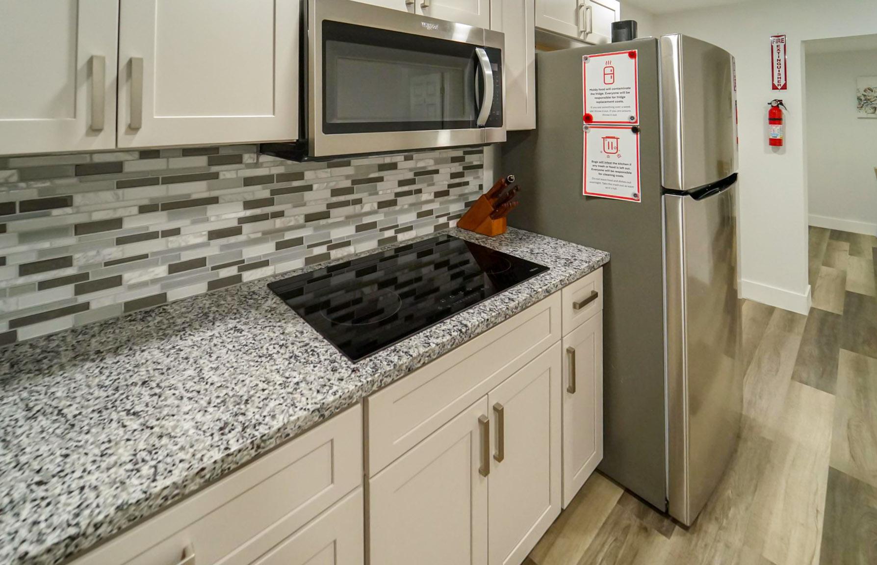 Common spaces including the kitchen